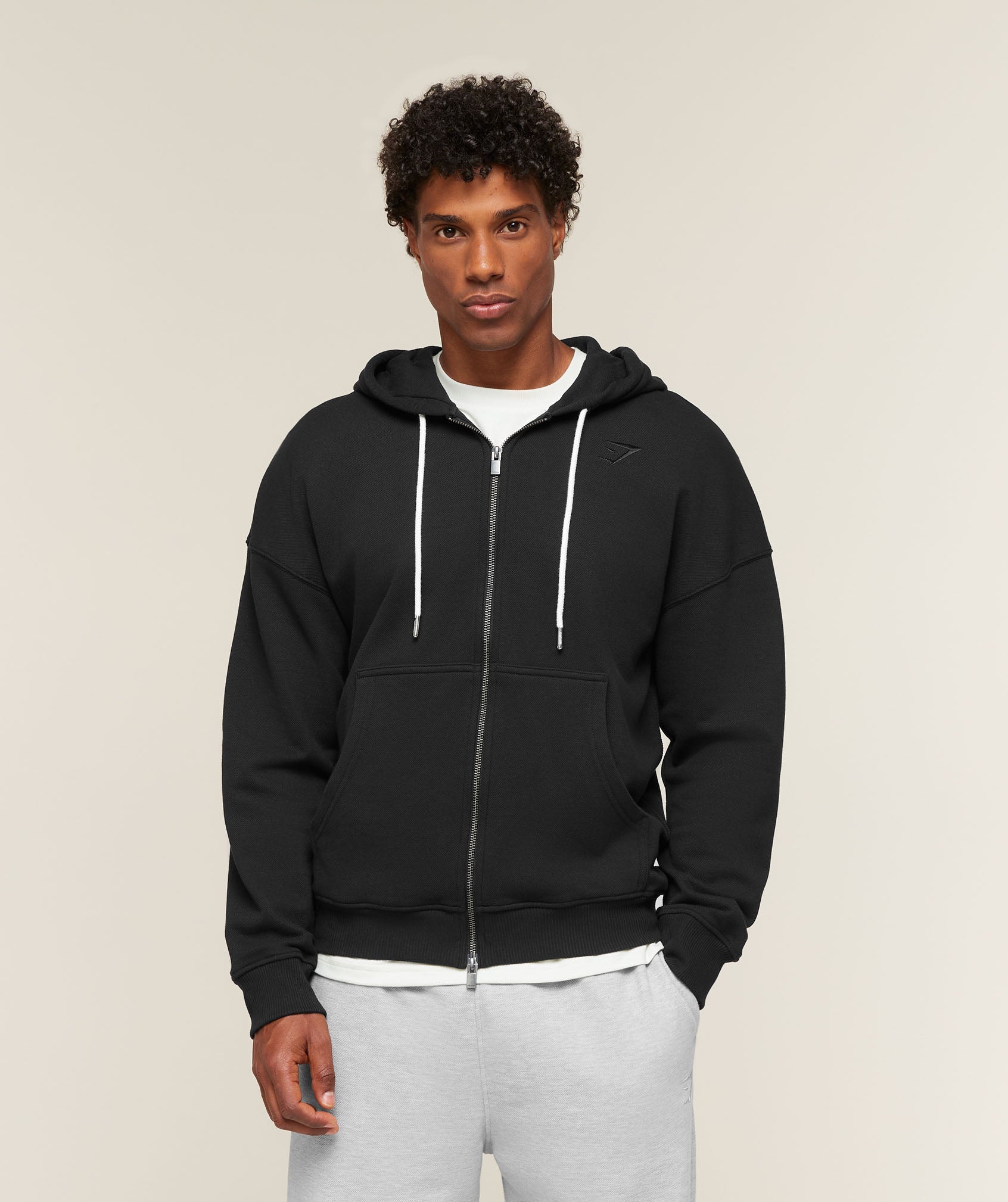 Gymshark Campus Crest Zip Through Hoodie 'Black'