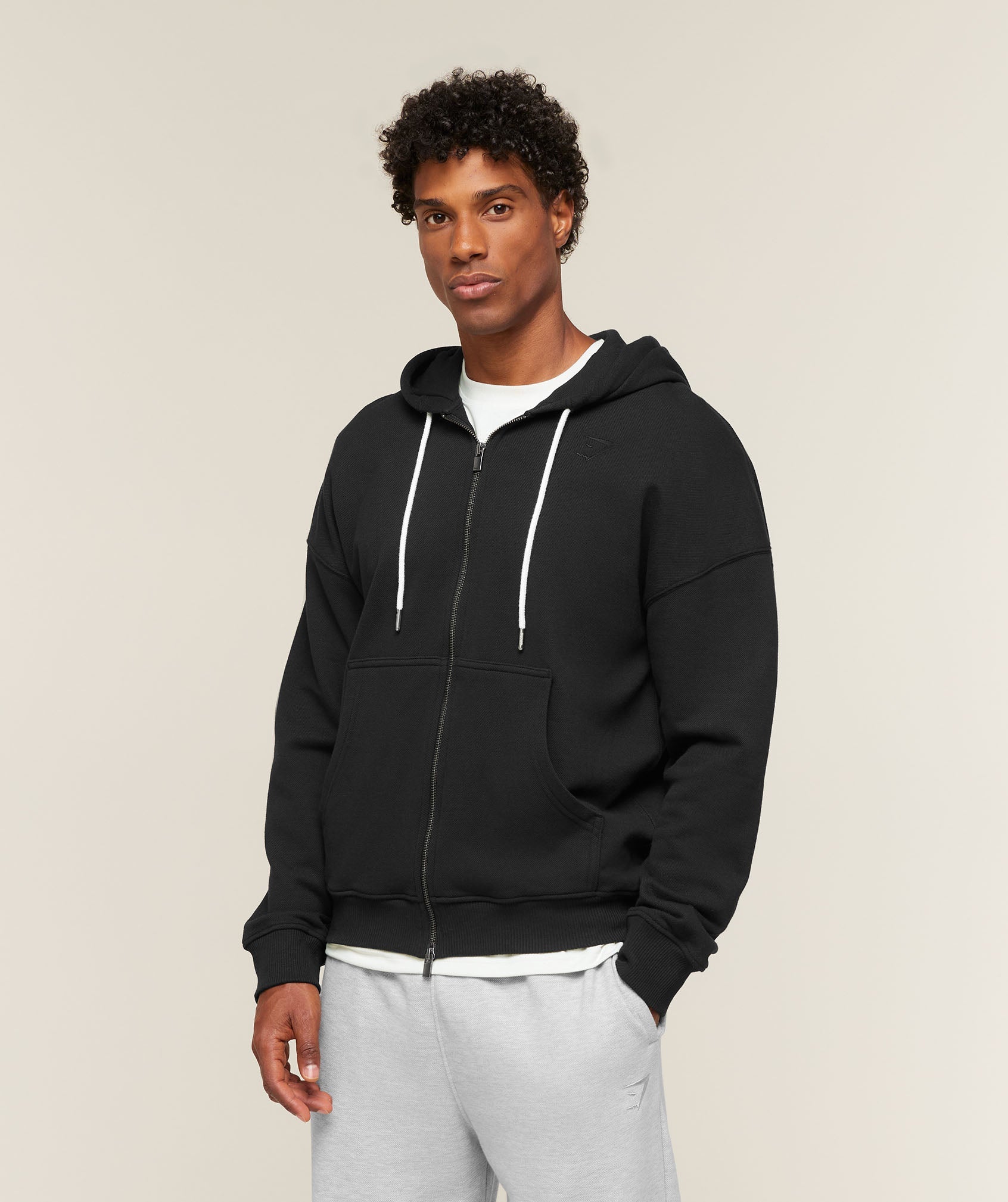 Gymshark Campus Crest Zip Through Hoodie 'Black'