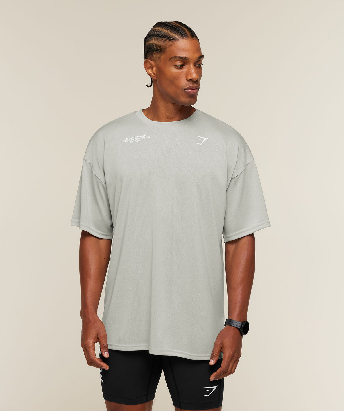 Gymshark Conditioning Club Oversized T-Shirt 'Light Grey White'