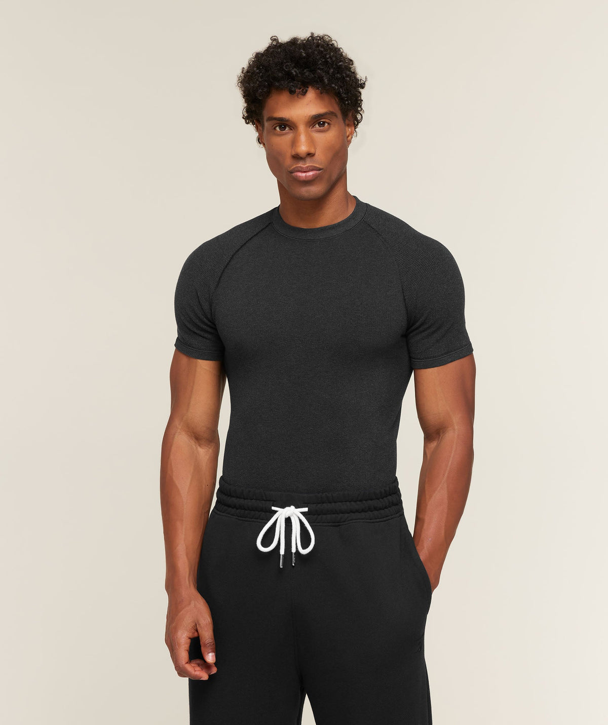 Gymshark Cotton Seamless T-Shirt 'Black Marl'