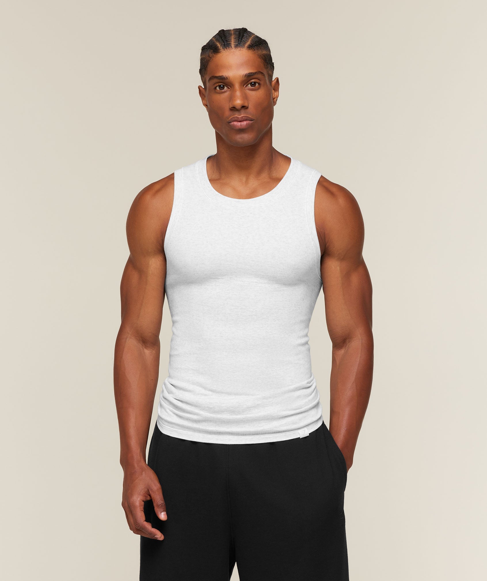 Gymshark Cotton Seamless Sleeveless Top 'Danx White Grey Marl'