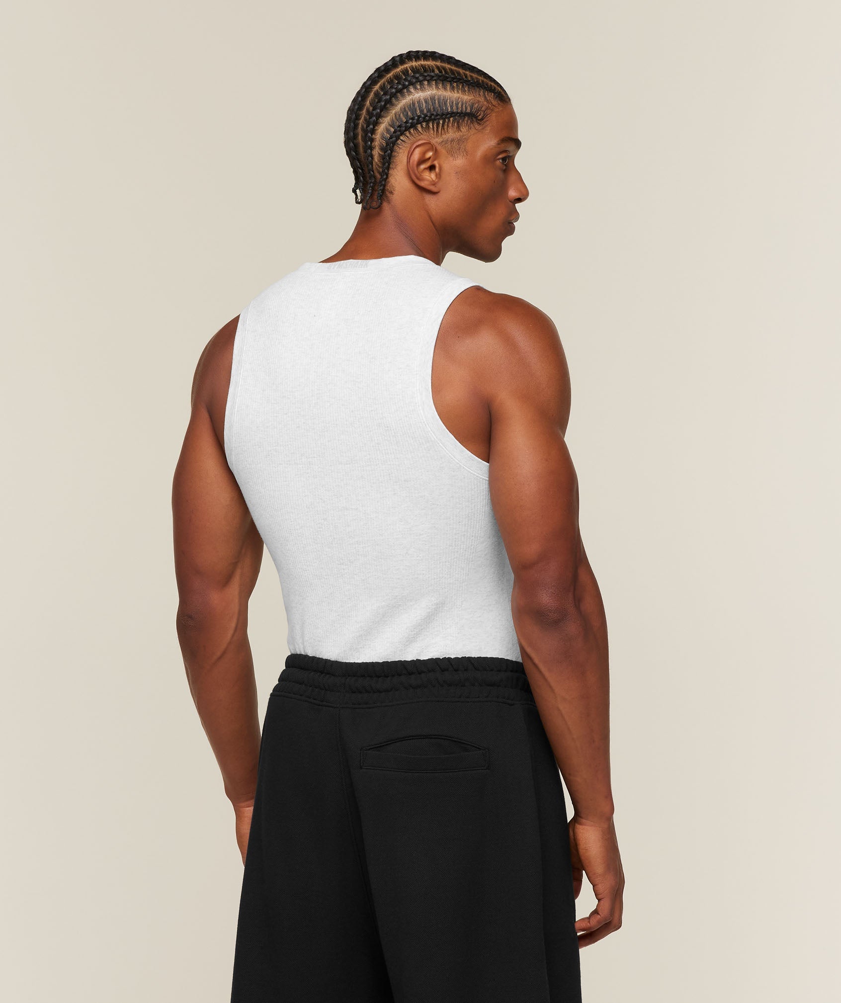 Gymshark Cotton Seamless Sleeveless Top 'Danx White Grey Marl'