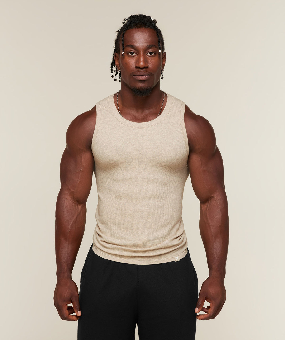 Gymshark Cotton Seamless Sleeveless Top 'Danx Oat Marl'