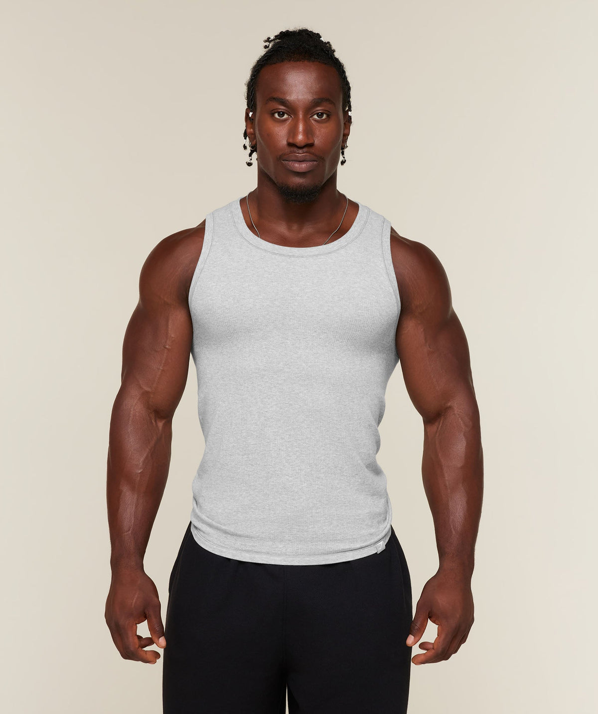 Gymshark Cotton Seamless Sleeveless Top 'Danx Soft Grey Marl'