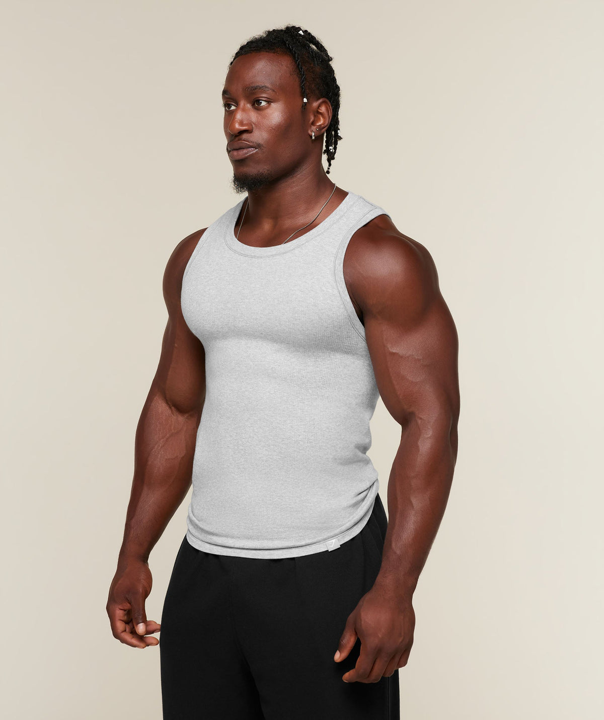 Gymshark Cotton Seamless Sleeveless Top 'Danx Soft Grey Marl'