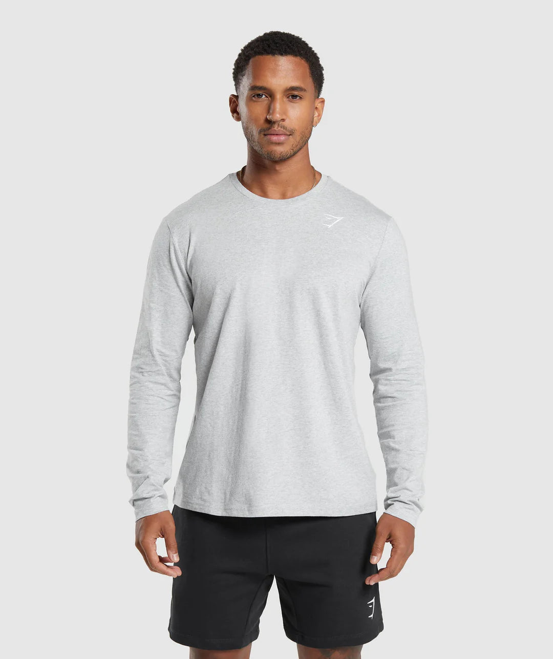 Gymshark Crest Long Sleeve T-Shirt 'Light Grey Marl'