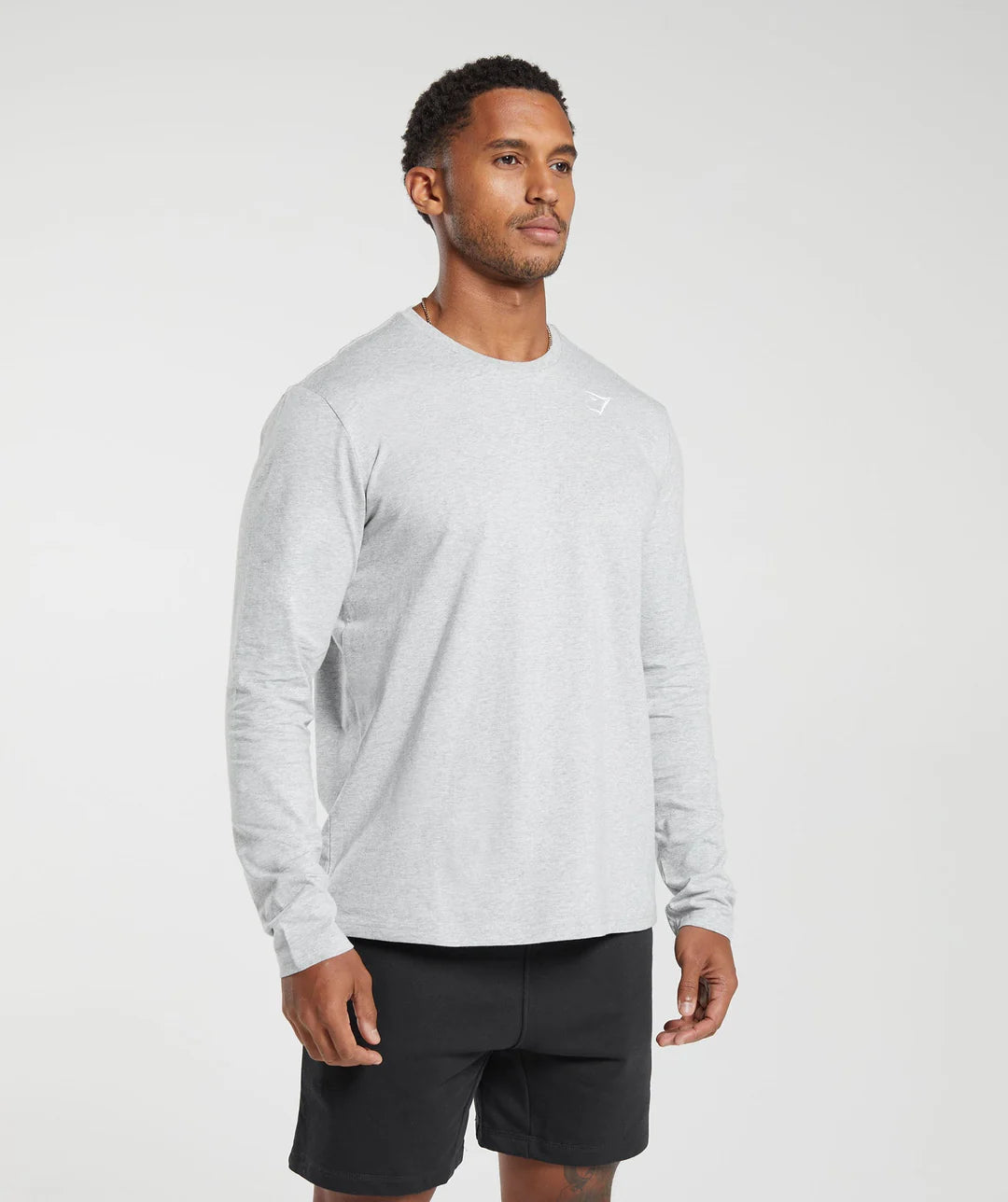 Gymshark Crest Long Sleeve T-Shirt 'Light Grey Marl'