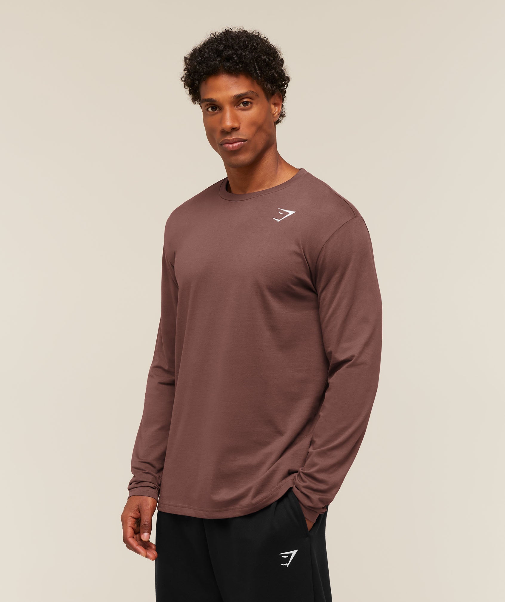 Gymshark Crest Long Sleeve T-Shirt 'Espresso Brown'