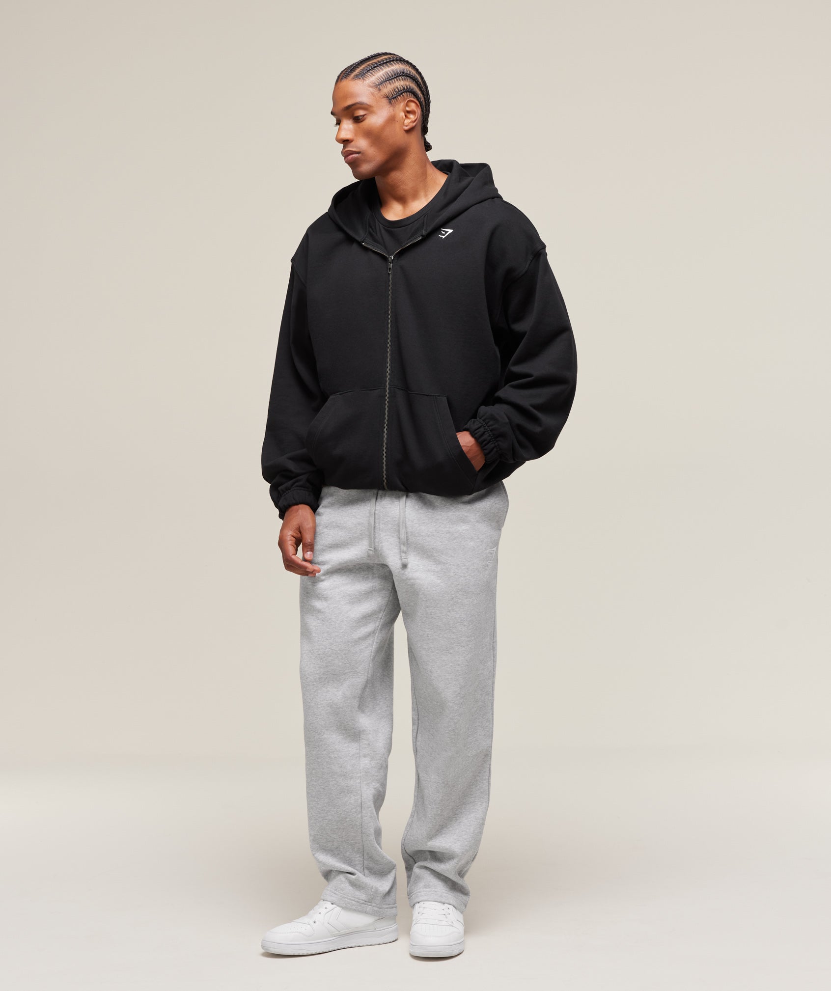 Gymshark Crest Straight Leg Joggers 'Light Grey Marl'