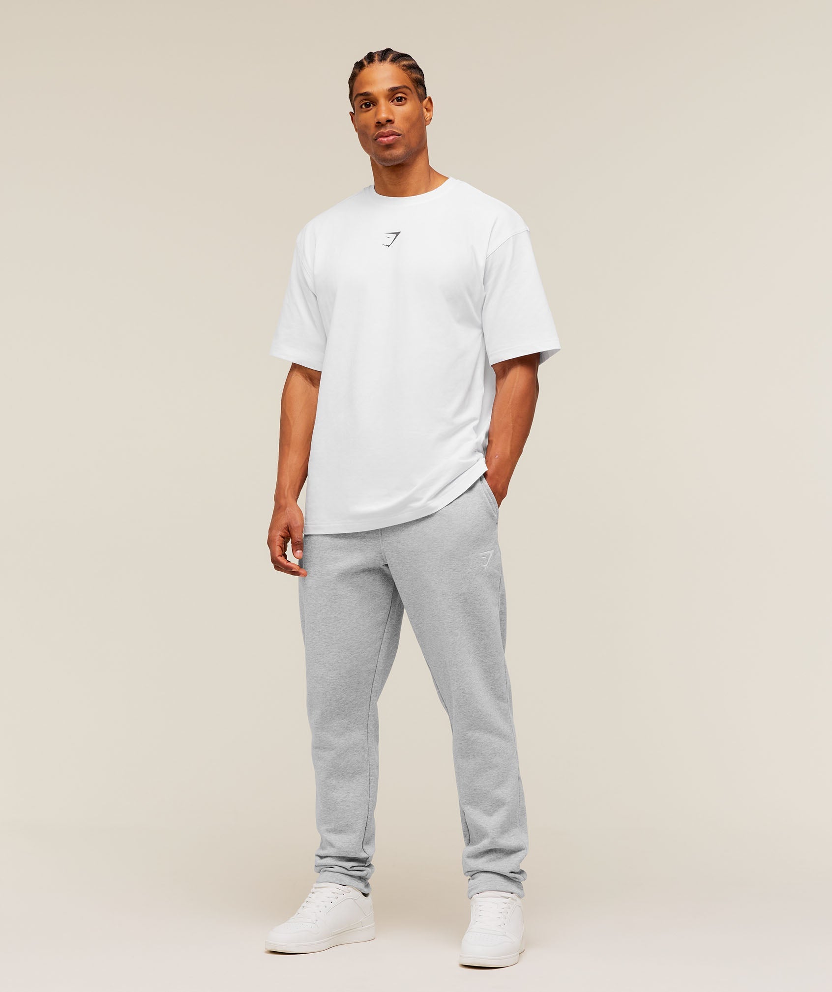 Gymshark Crest Tapered Joggers 'Light Grey Core Marl'
