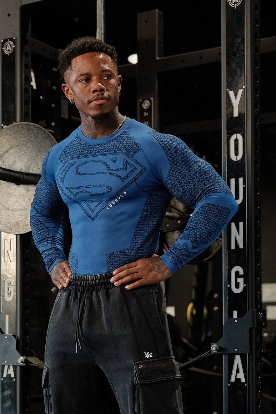 YoungLA 8066 - Superman Compression Longsleeves 'Blue'