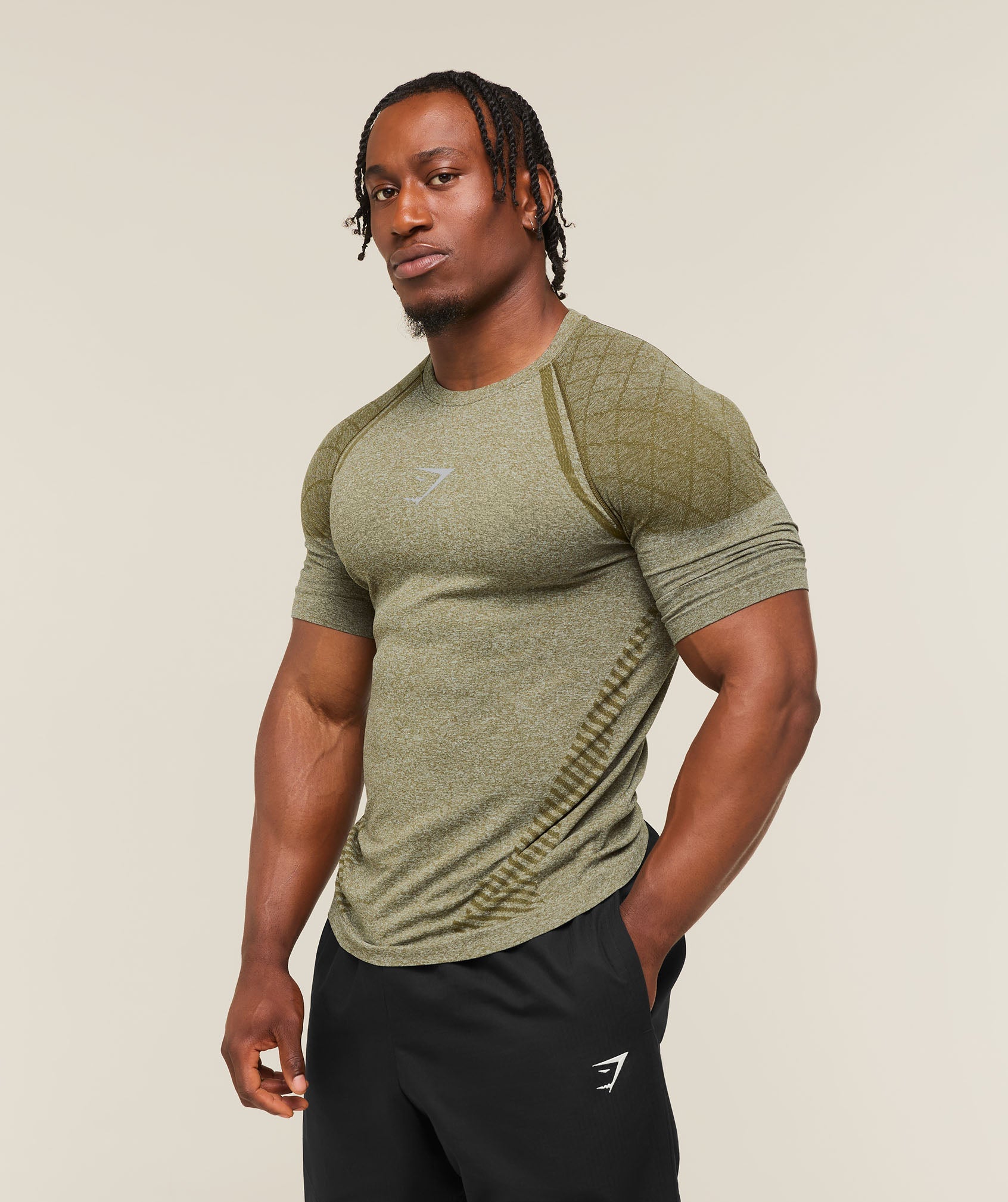 Gymshark Devant Seamless T-Shirt 'Canvas Green'