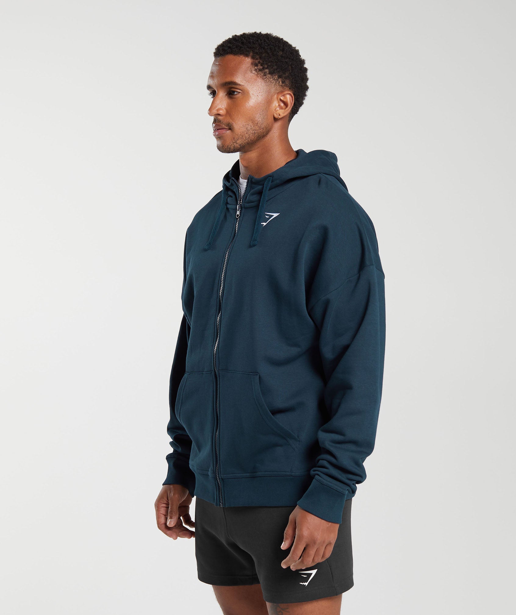 Gymshark Crest Oversized Zip Up Hoodie 'Navy'