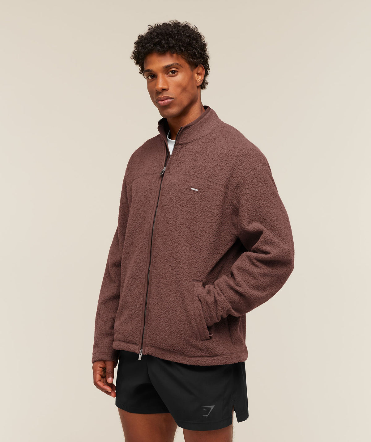 Gymshark Fleece Zip Through Jacket 'Espresso Brown'