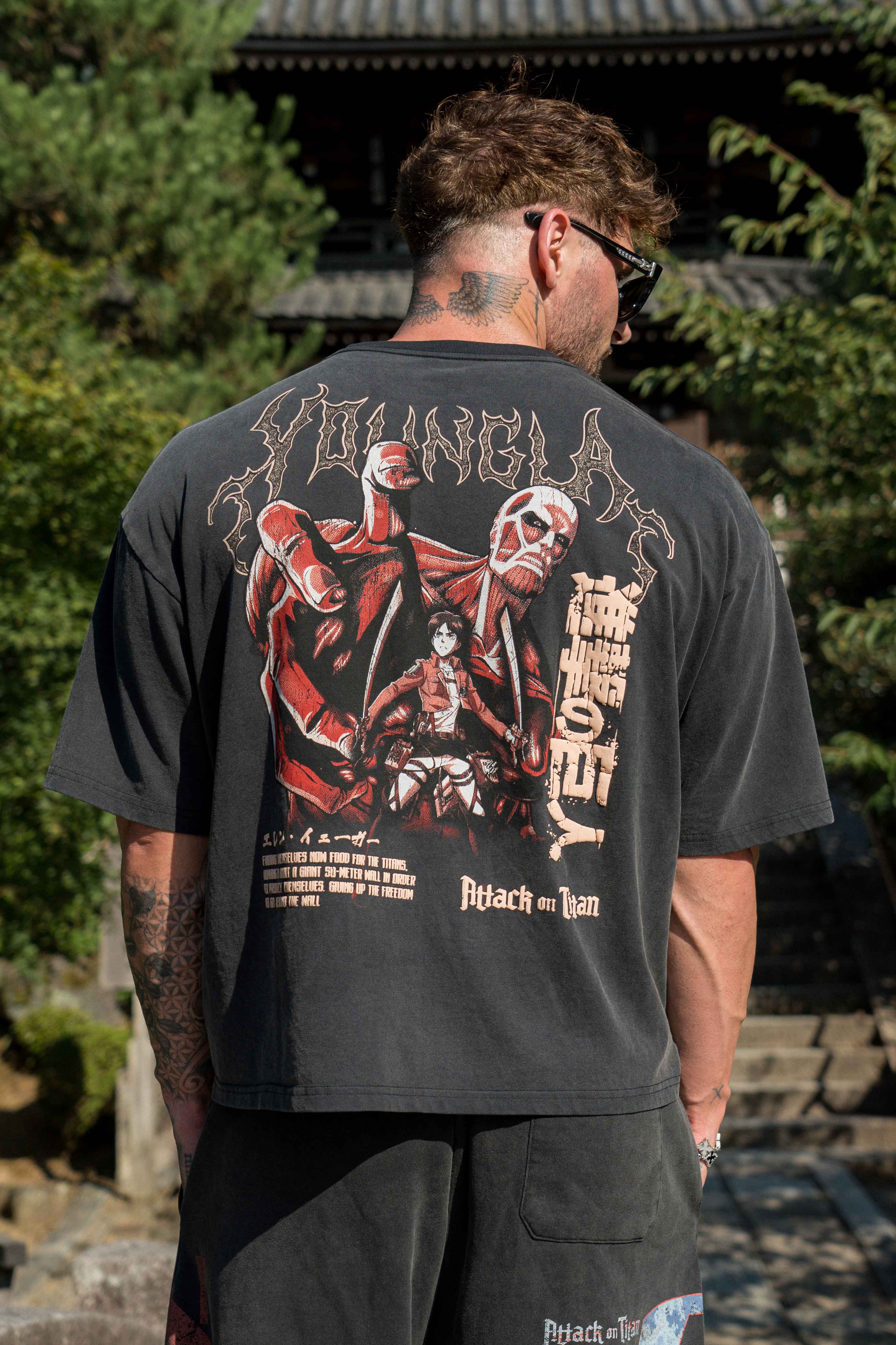 YoungLA 4186 - AOT© x YLA Cropped Tees 'Defense of Trost'