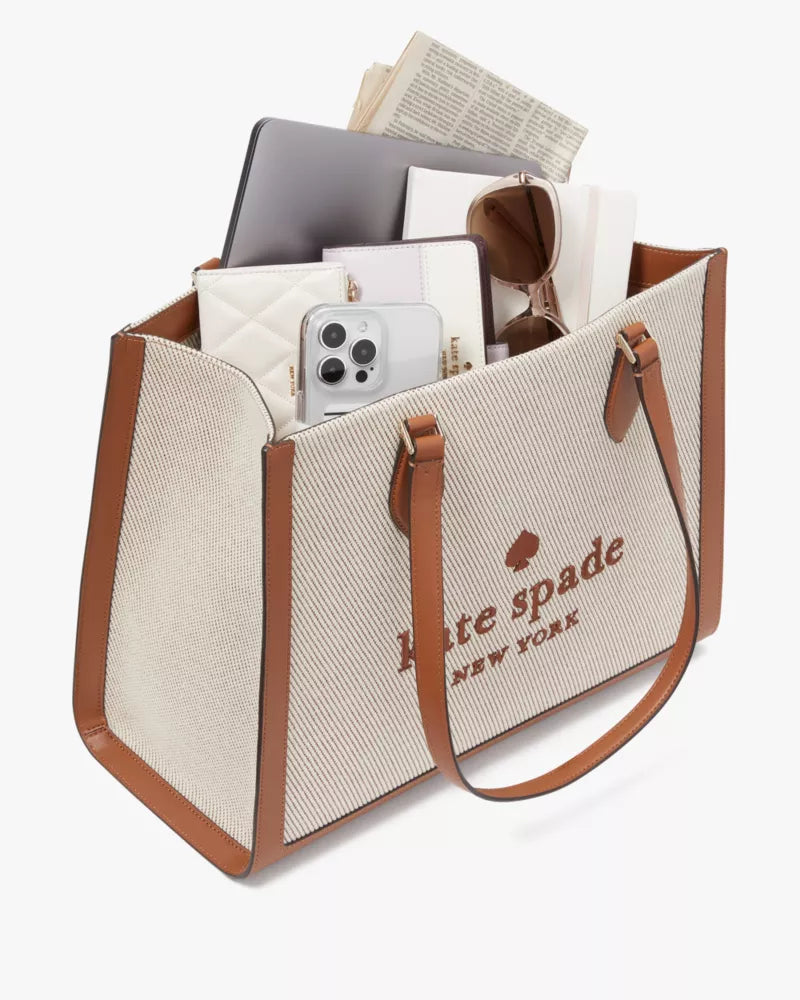 Kate Spade Ellie Canvas Large Tote 'Warm Gingerbread Multi'