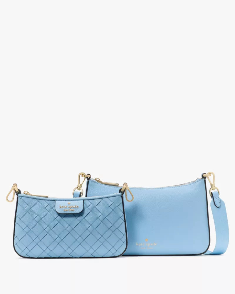 Kate Spade Duet Woven Leather Crossbody 'Montauk Blue'