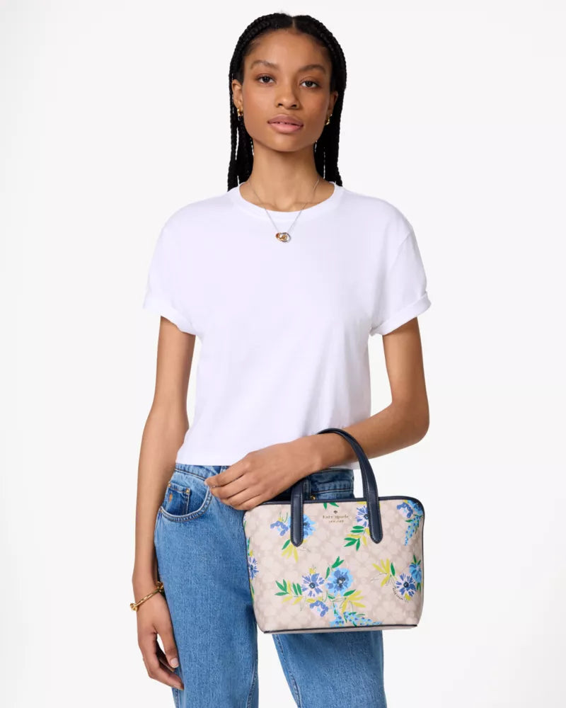 Kate Spade Spade Flower Floral Small Tote 'Blazer Blue Multi'