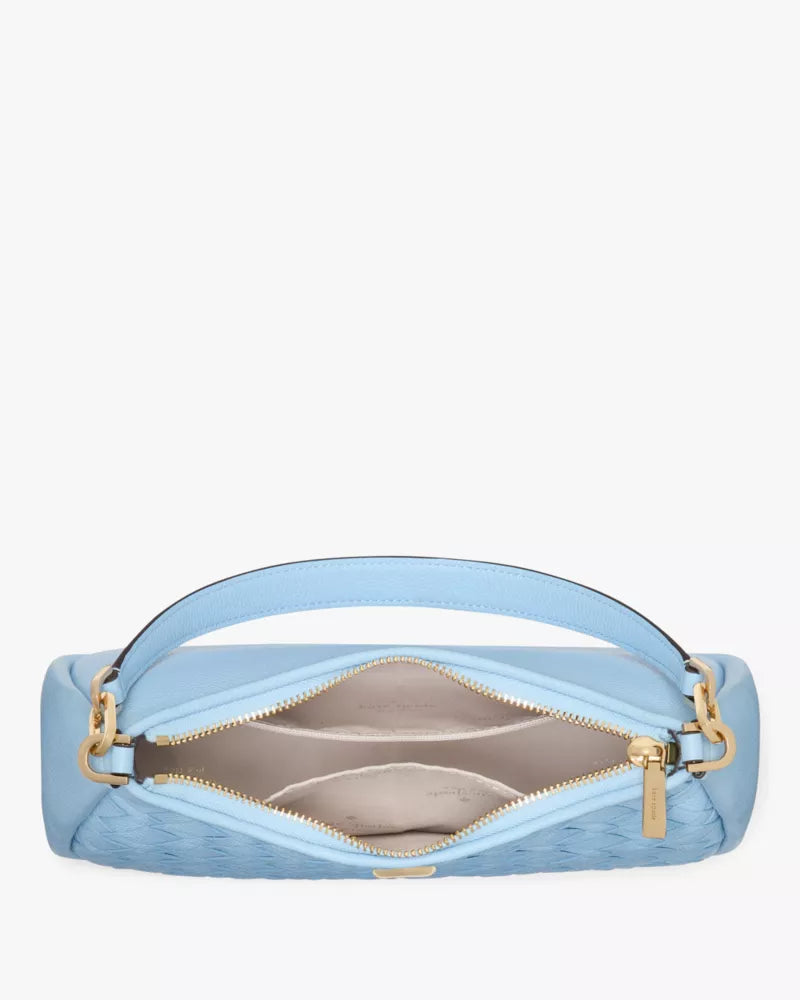Kate Spade Kayla Woven Leather Small Convertible Shoulder Bag 'Montauk Blue'