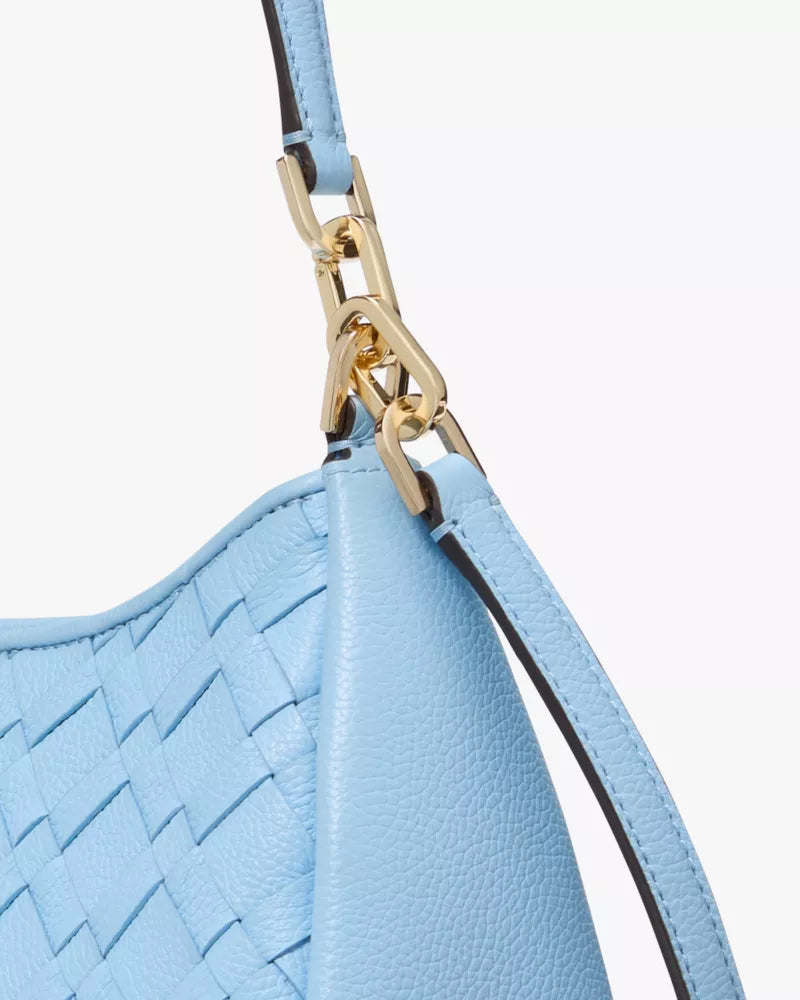 Kate Spade Kayla Woven Leather Small Convertible Shoulder Bag 'Montauk Blue'