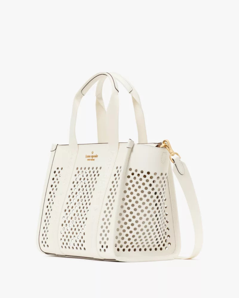 Kate Spade Kip Perforated Leather Large Tote Meringue
