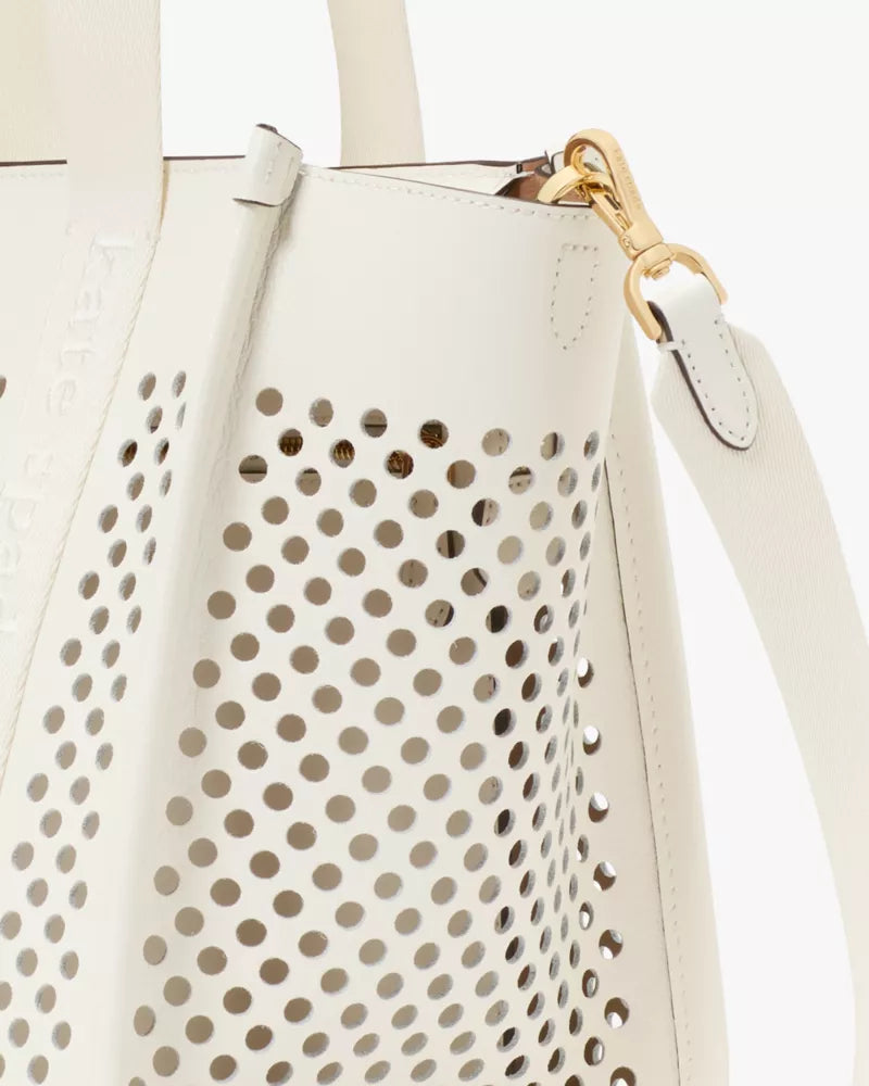 Kate Spade Kip Perforated Leather Large Tote Meringue