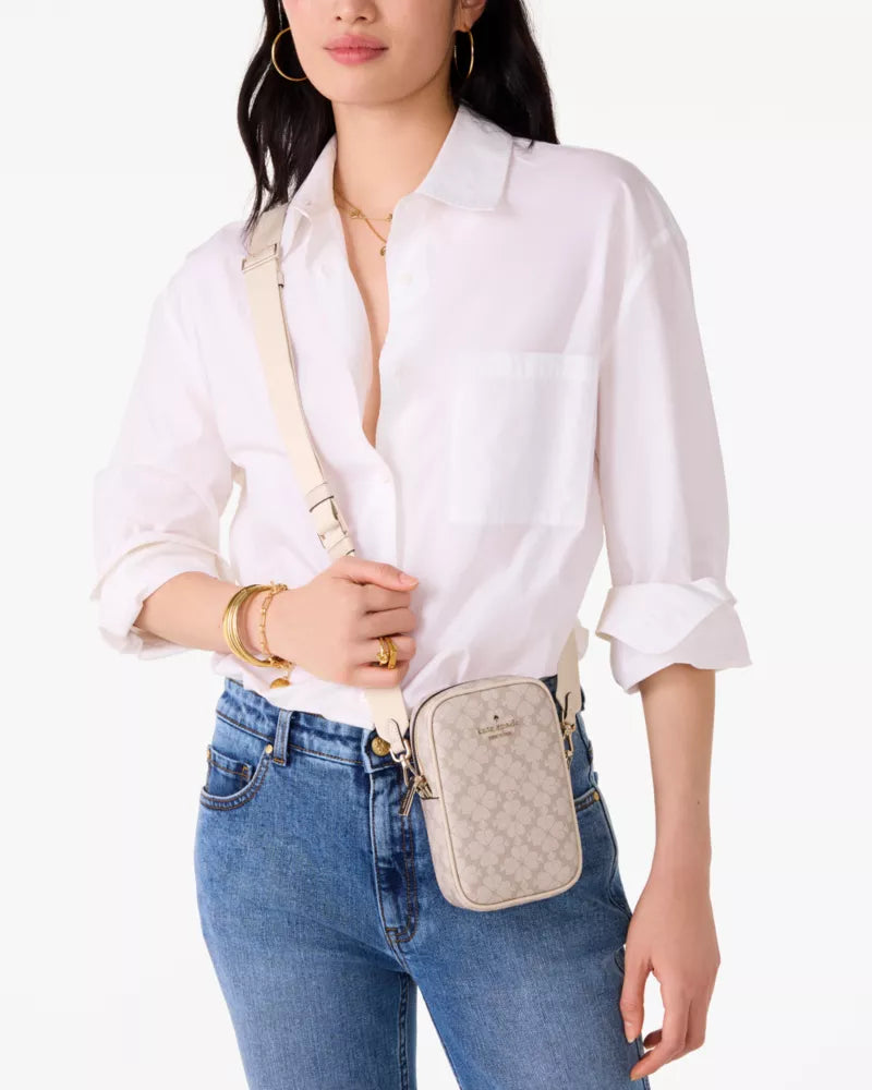 Kate Spade Spade Flower North South Phone Crossbody 'Dark Beige Multi'