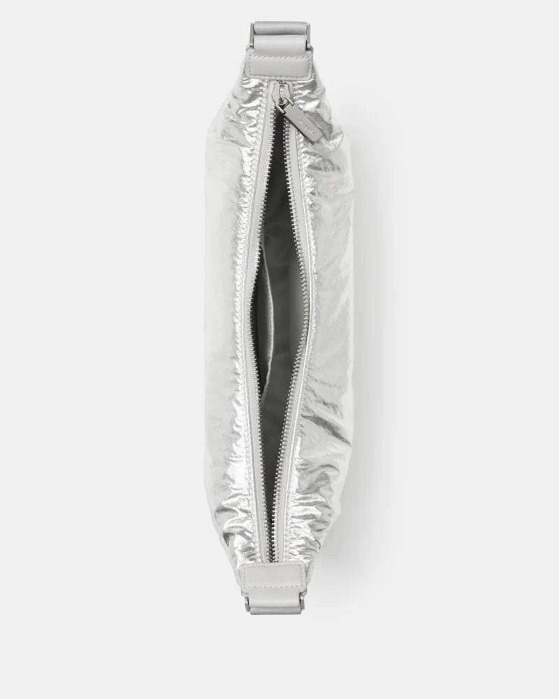 KateSpade Carter Metallic Fabric Sling Bag Silver