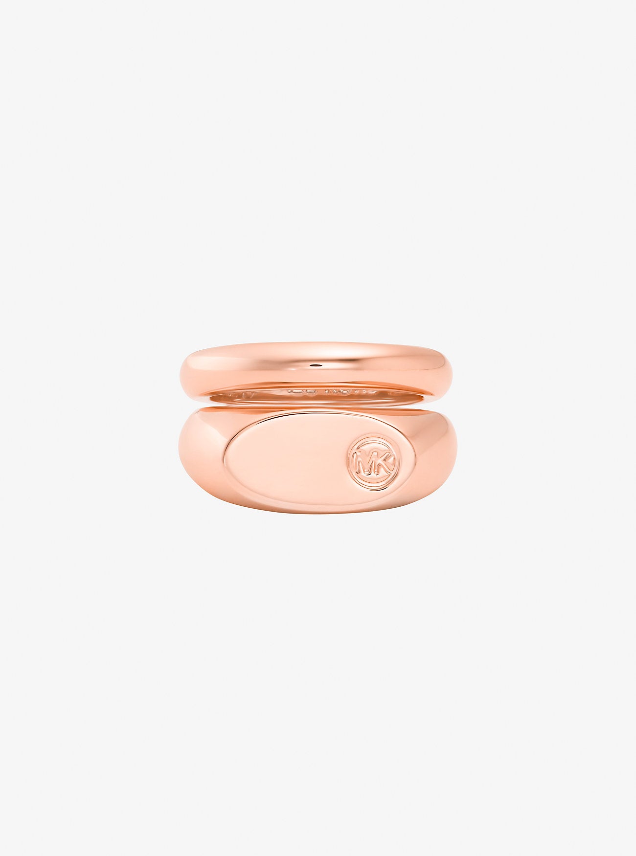 Logo Engraved Double Layered Signet Ring ROSE GOLD