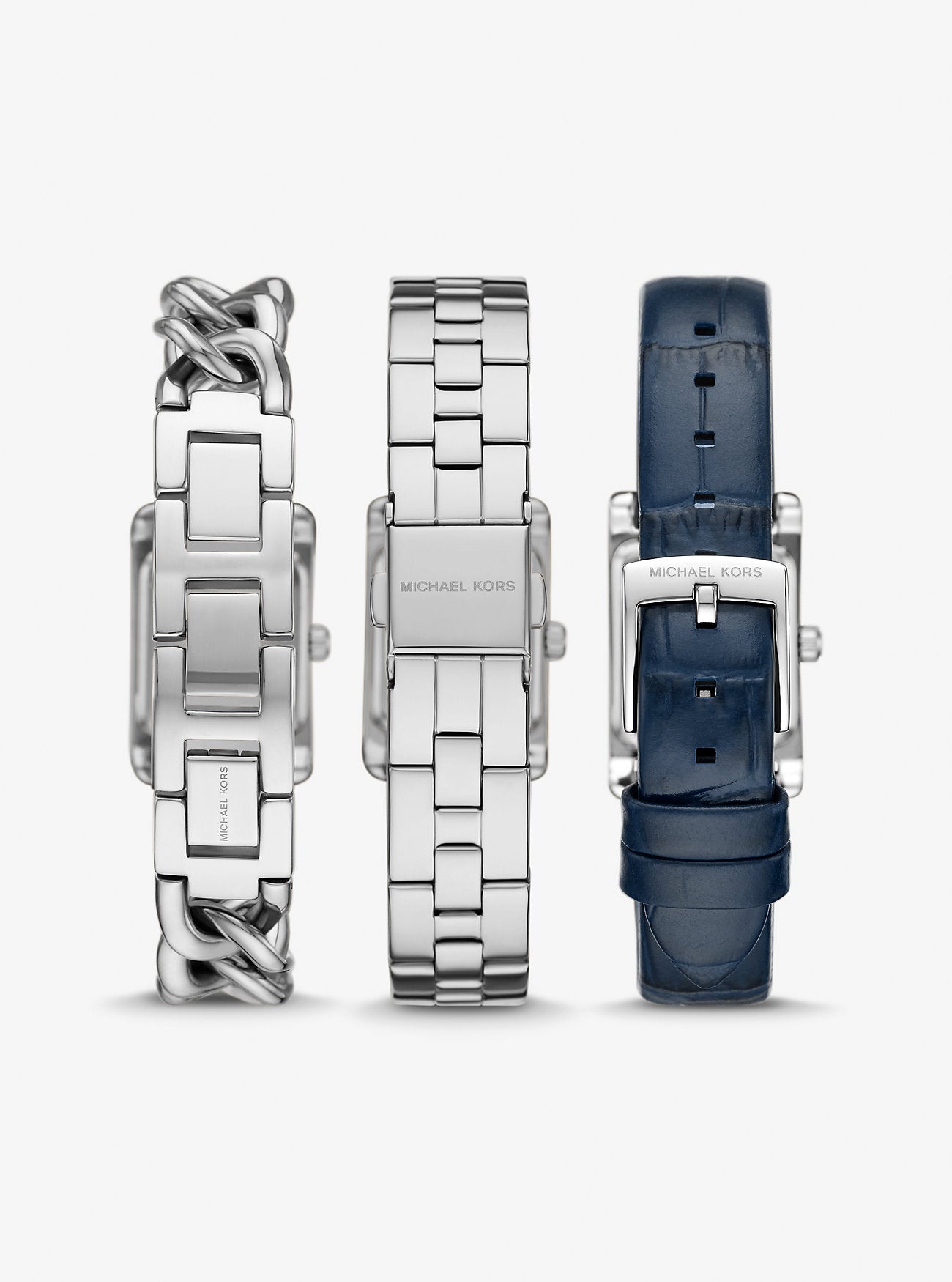 Petite Monroe Silver-Tone and Crocodile-Embossed Leather Watch Strap Set SILVER