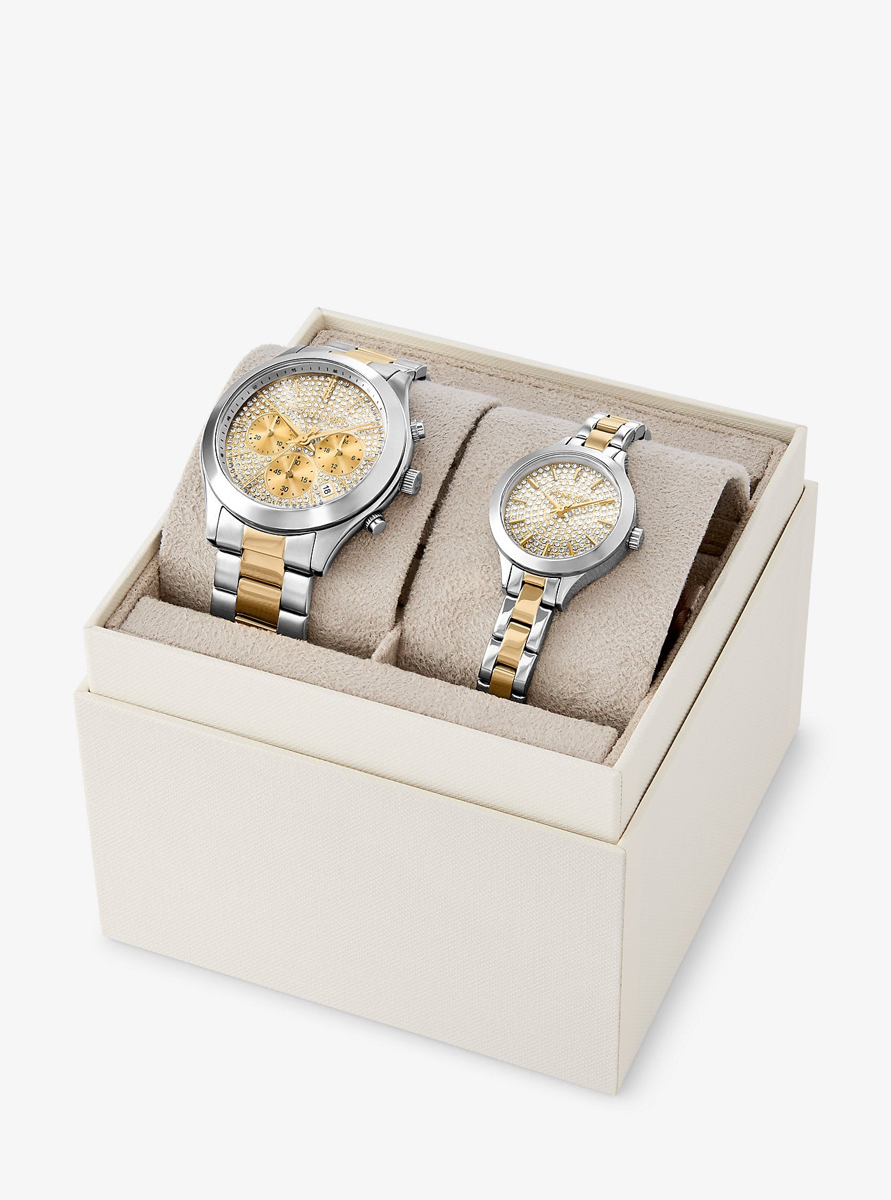 Aspyn His and Hers Pavé Two-Tone Watch Set TWO TONE