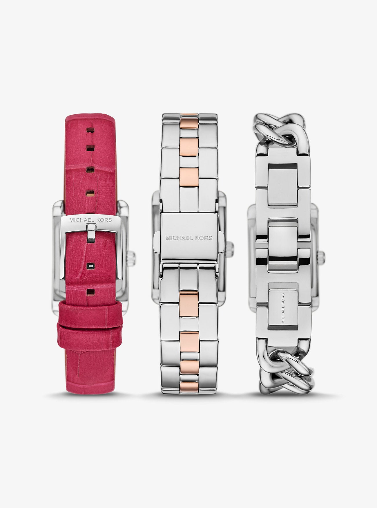 Petite Monroe Two-Tone and Crocodile-Embossed Leather Watch Strap Set DRAGON FRUIT
