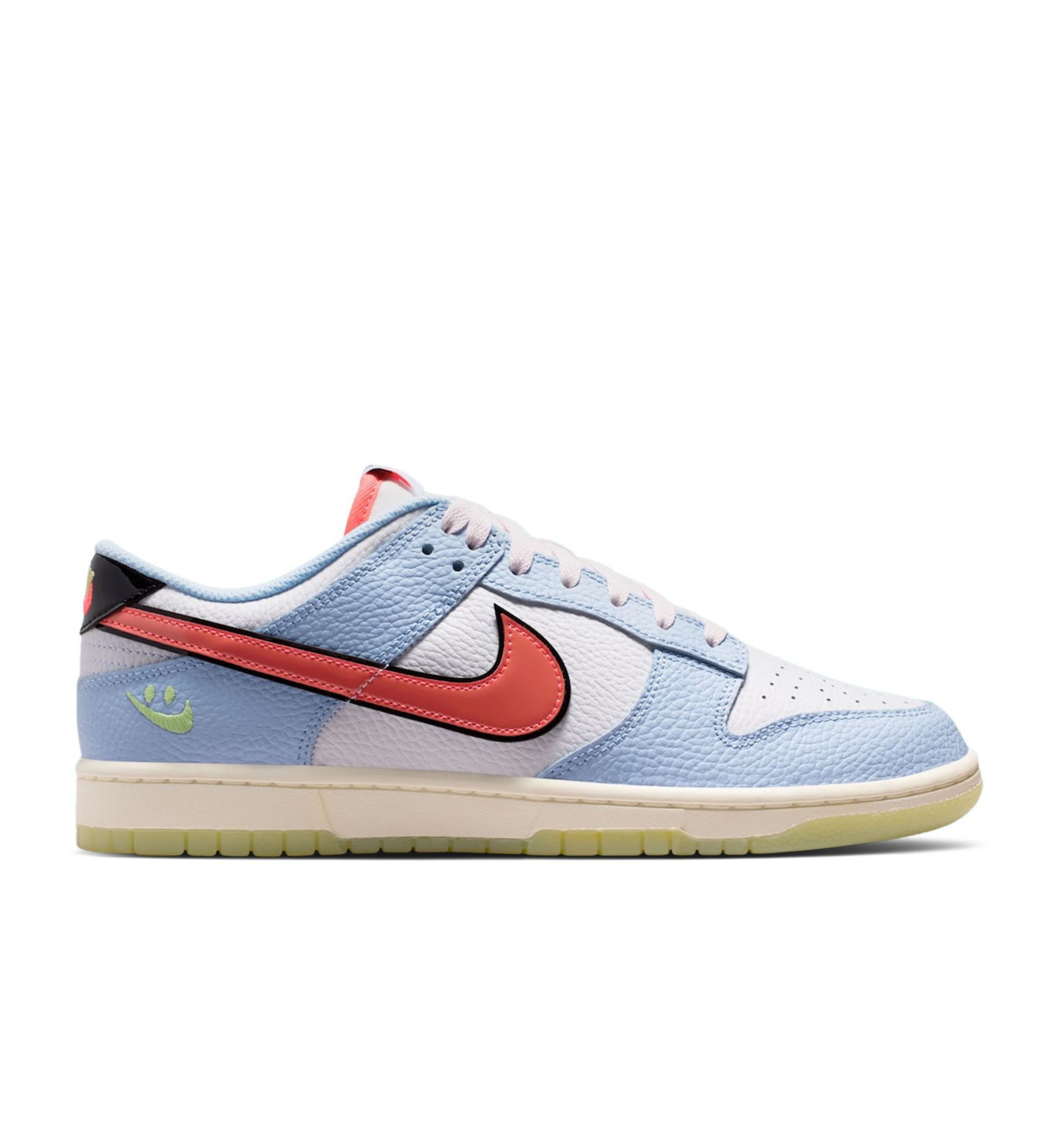 Nike Dunk Low 'Smiley Swoosh White Hydrogen Blue Crimson'