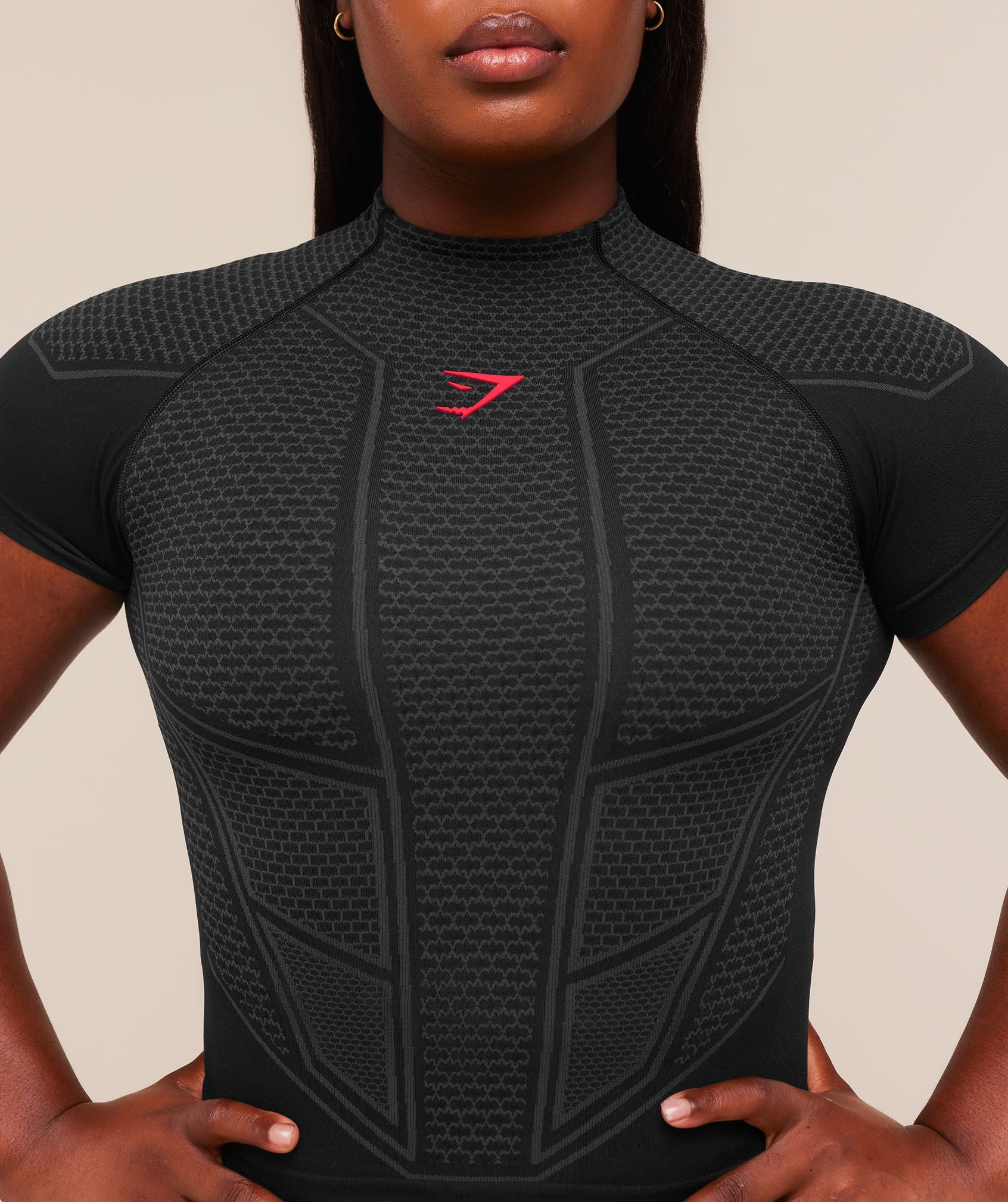Gymshark Onyx V1 Baby Tee 'Black Onyx Grey Carmine Red'