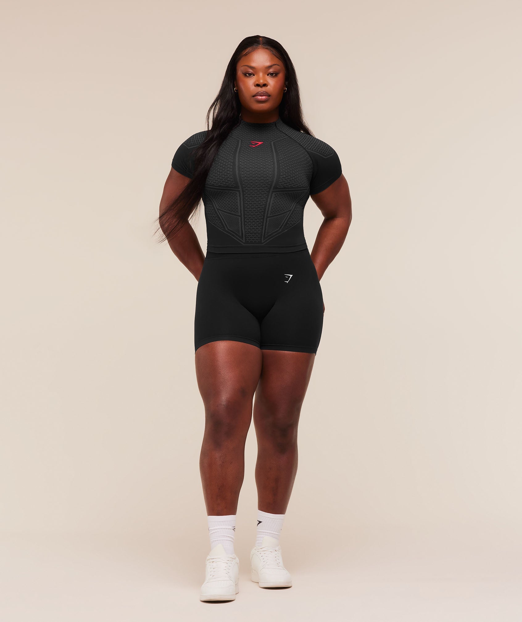 Gymshark Onyx V1 Baby Tee 'Black Onyx Grey Carmine Red'