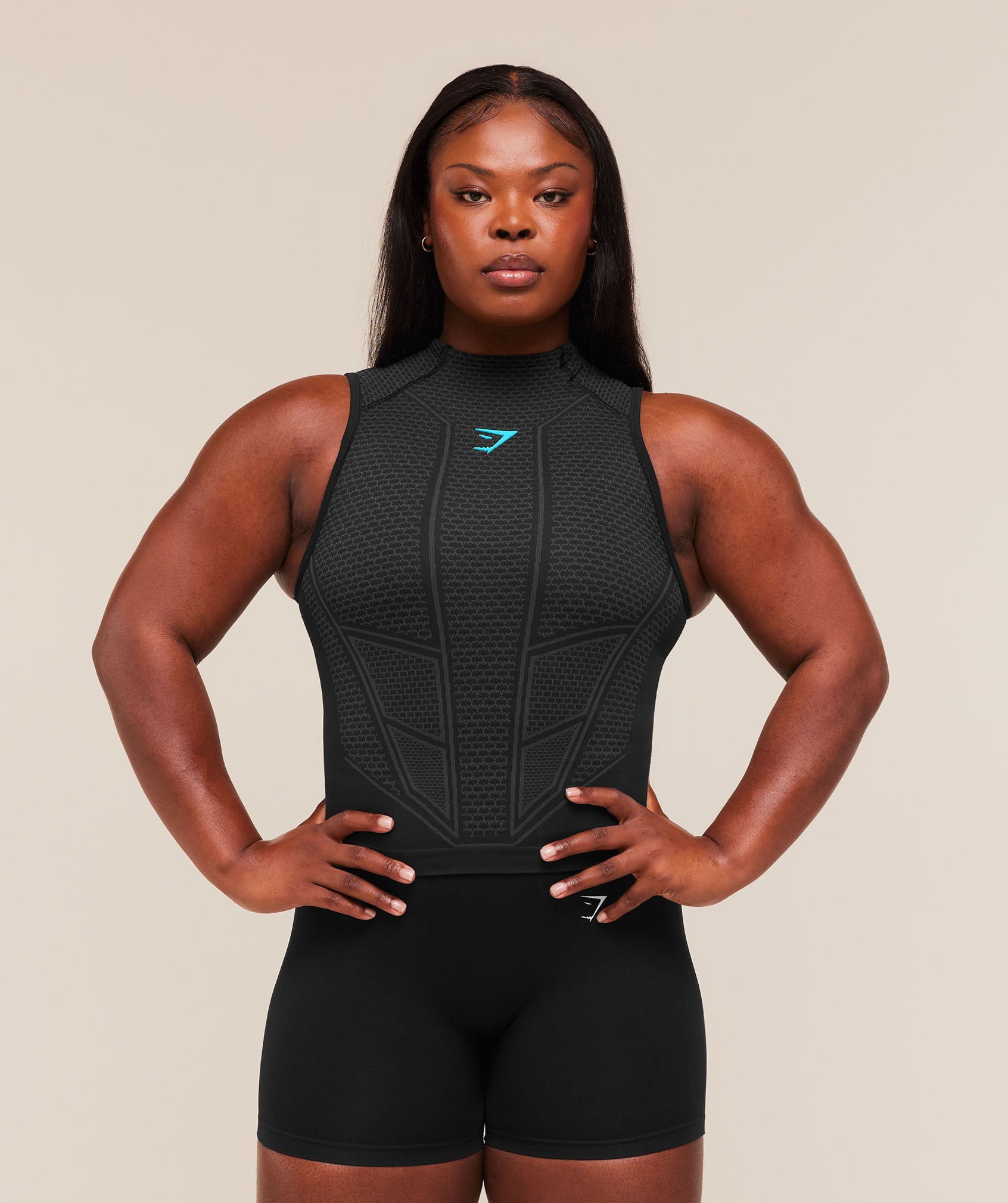 Gymshark Onyx V1 Tank 'Black Onyx Grey Brand Blue'