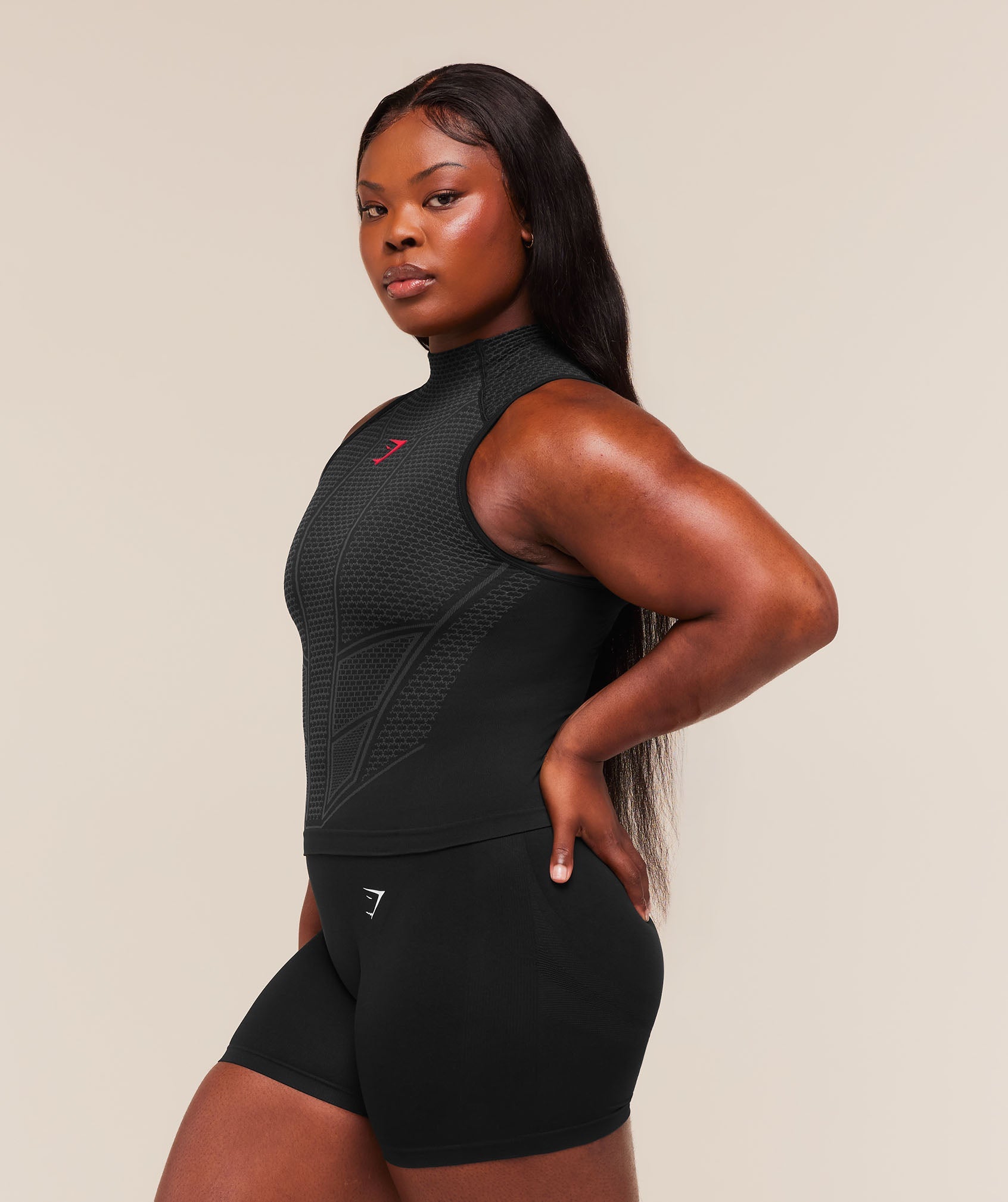 Gymshark Onyx V1 Tank 'Black Onyx Grey Carmine Red'