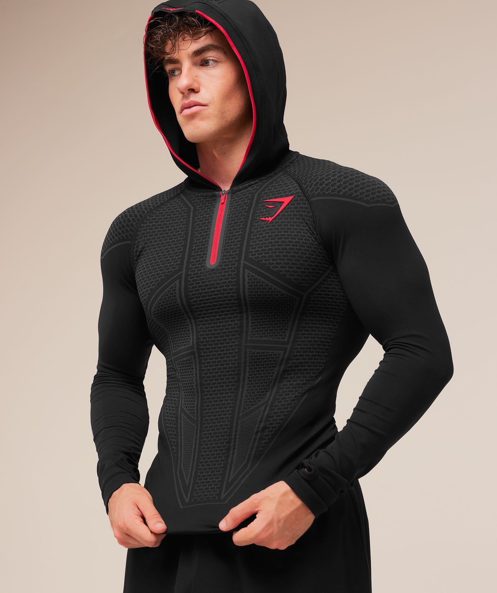 Gymshark Onyx V1 Hoodie 'Black Onyx Grey Carmine Red'