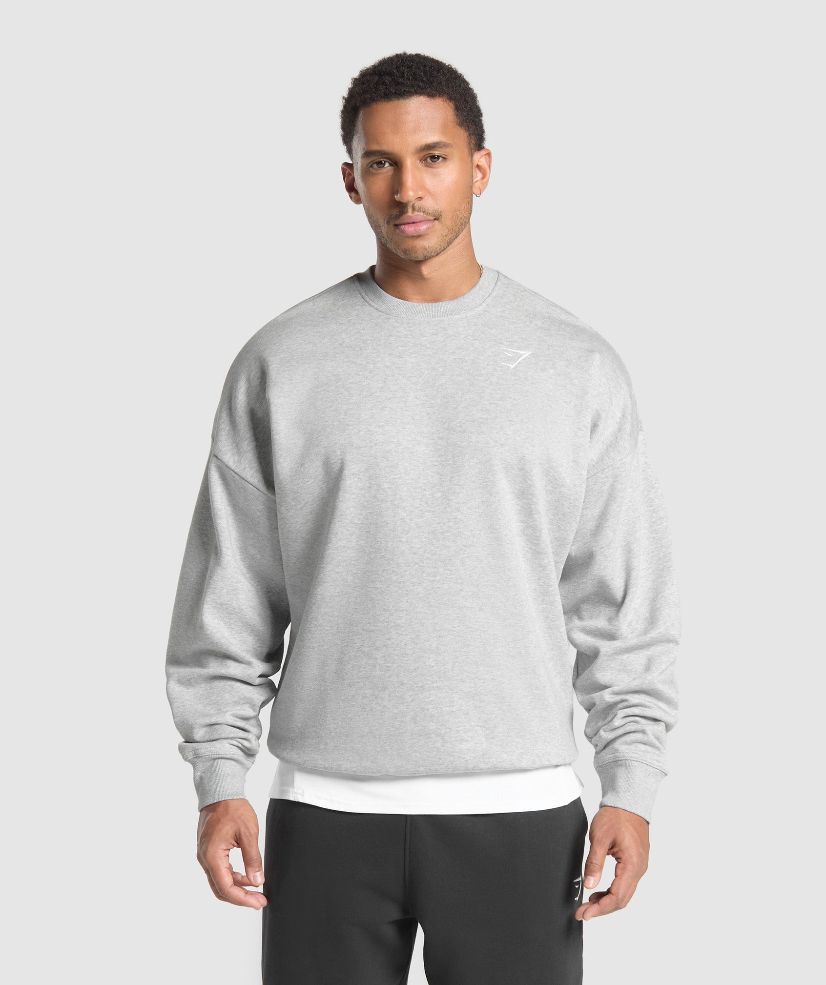 Gymshark Oversized Crest Crew 'Light Grey Core Marl'