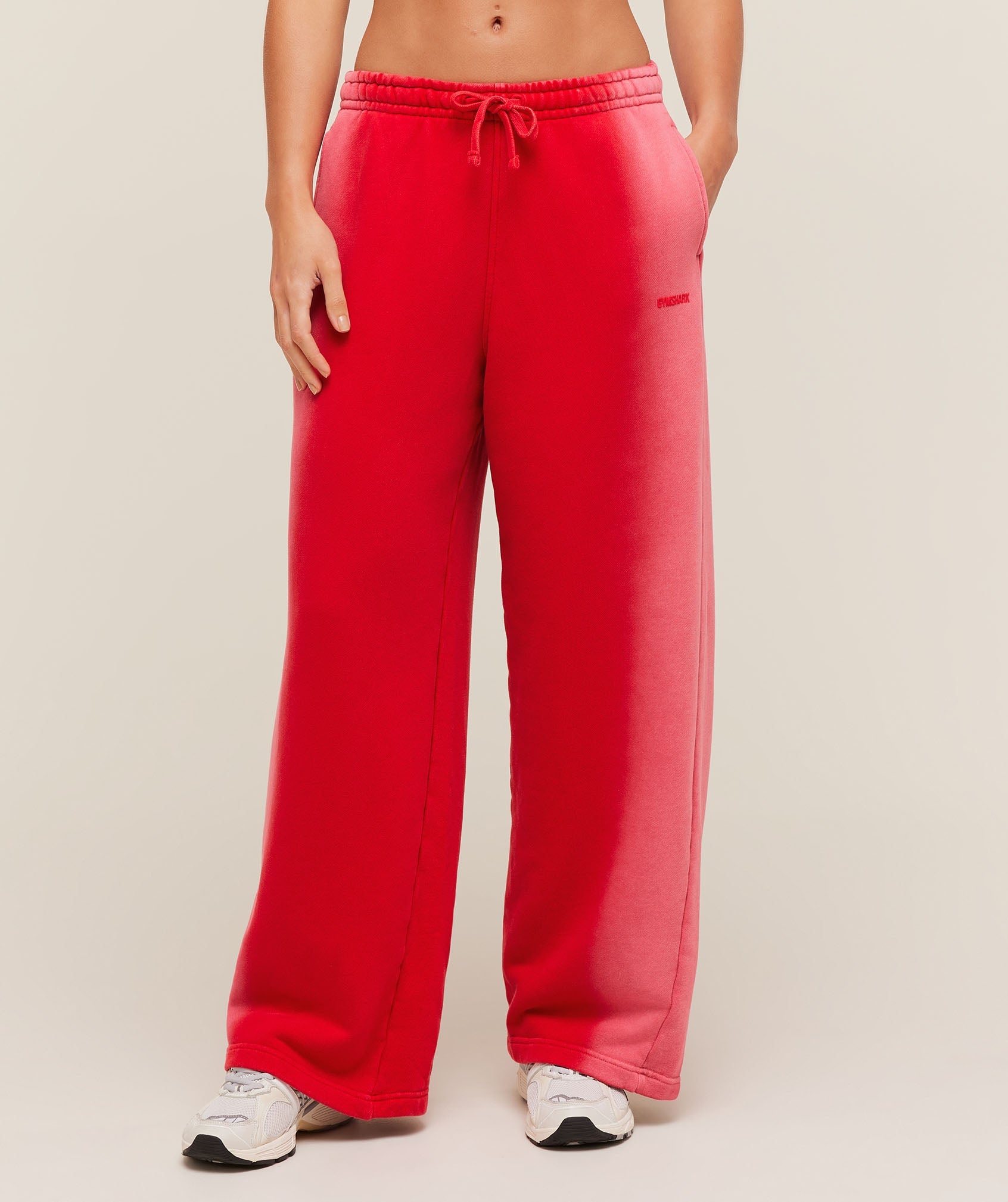 Gymshark Pump Washed Straight Leg Joggers 'Carmine Red Soft White'