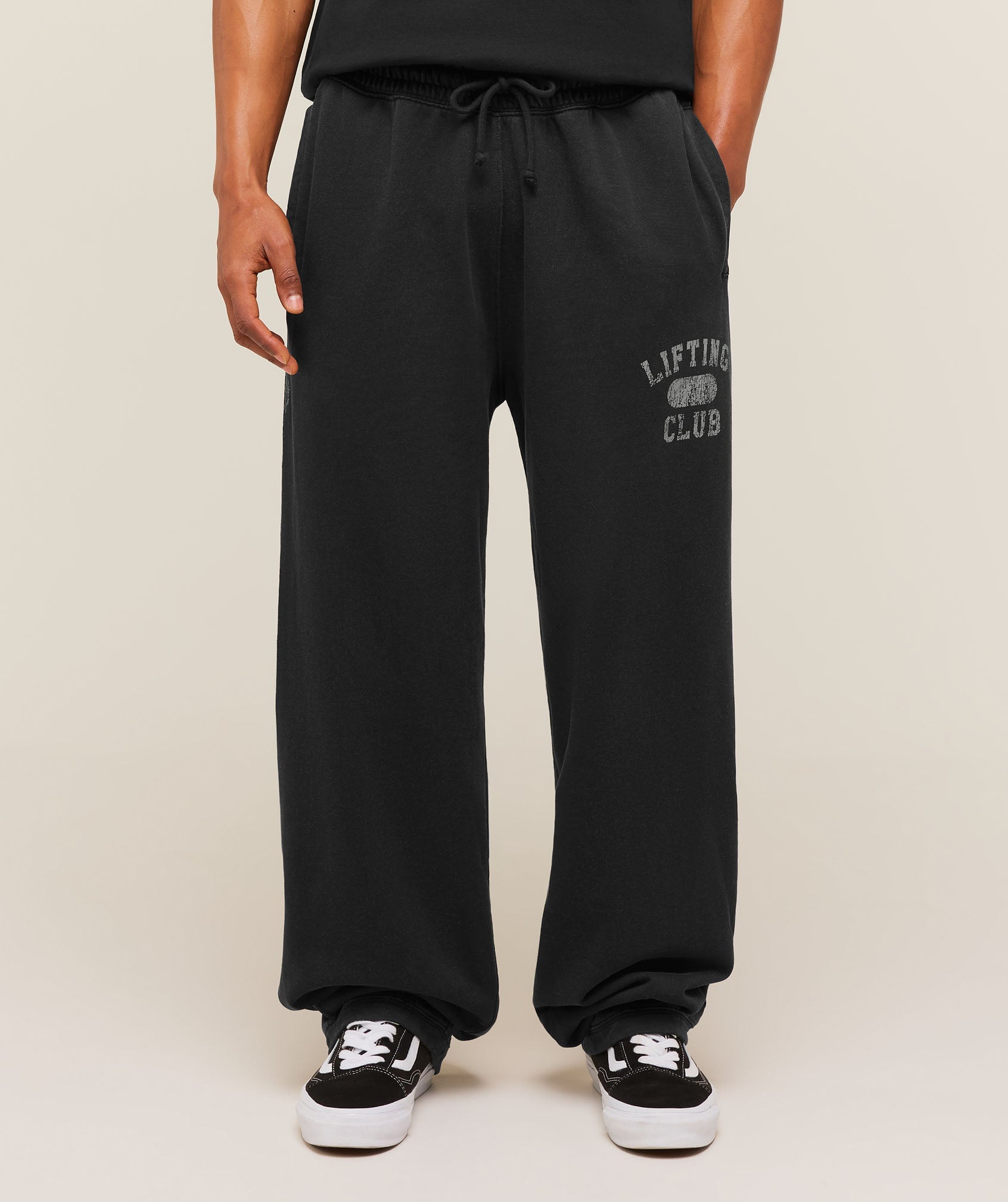 Gymshark Retro Collegiate Graphic Wide Leg Pants 'Black'