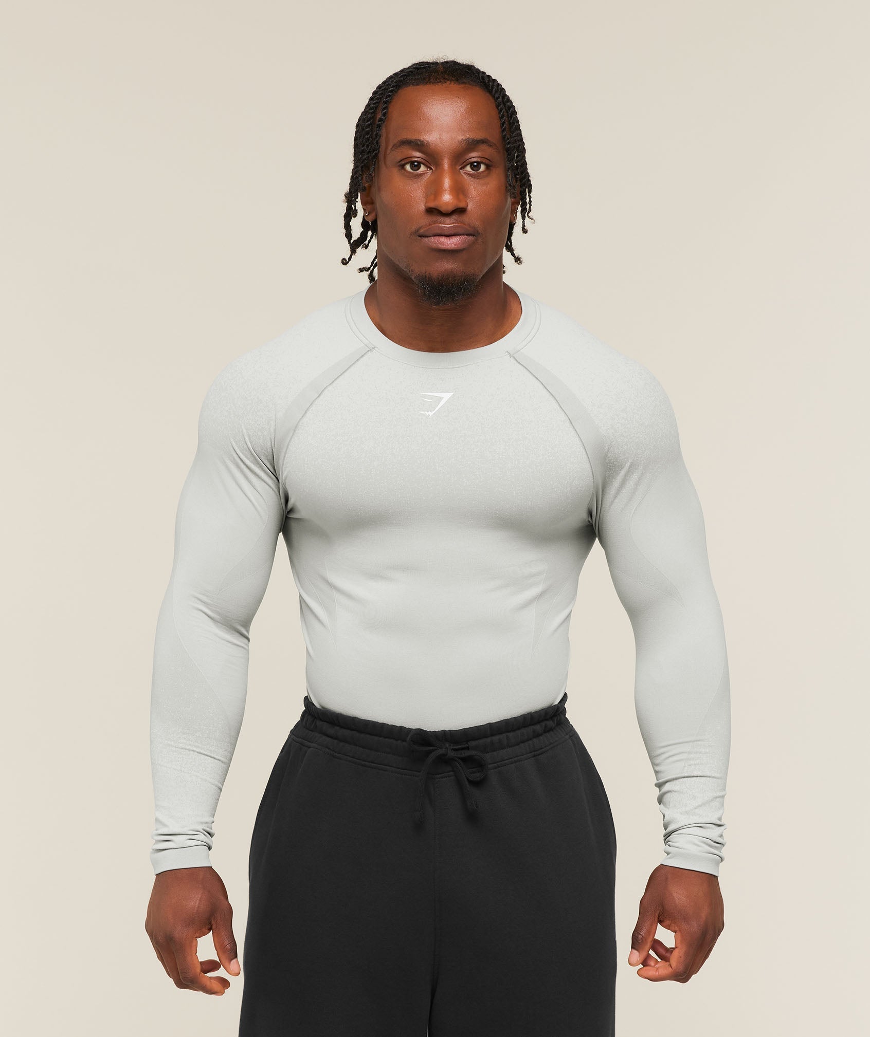 Gymshark Shadow Seamless Long Sleeve T-Shirt 'Light Grey'