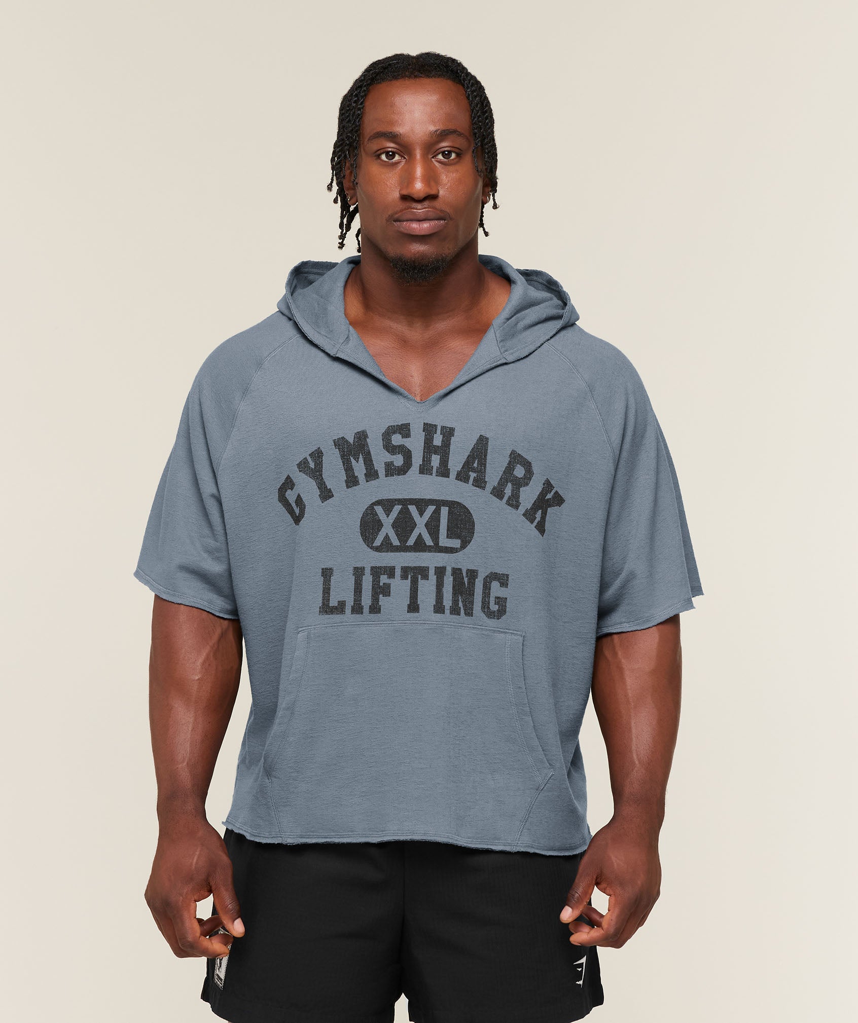 Gymshark Summer Pump Cover Short Sleeve Hoodie 'Iron Blue'