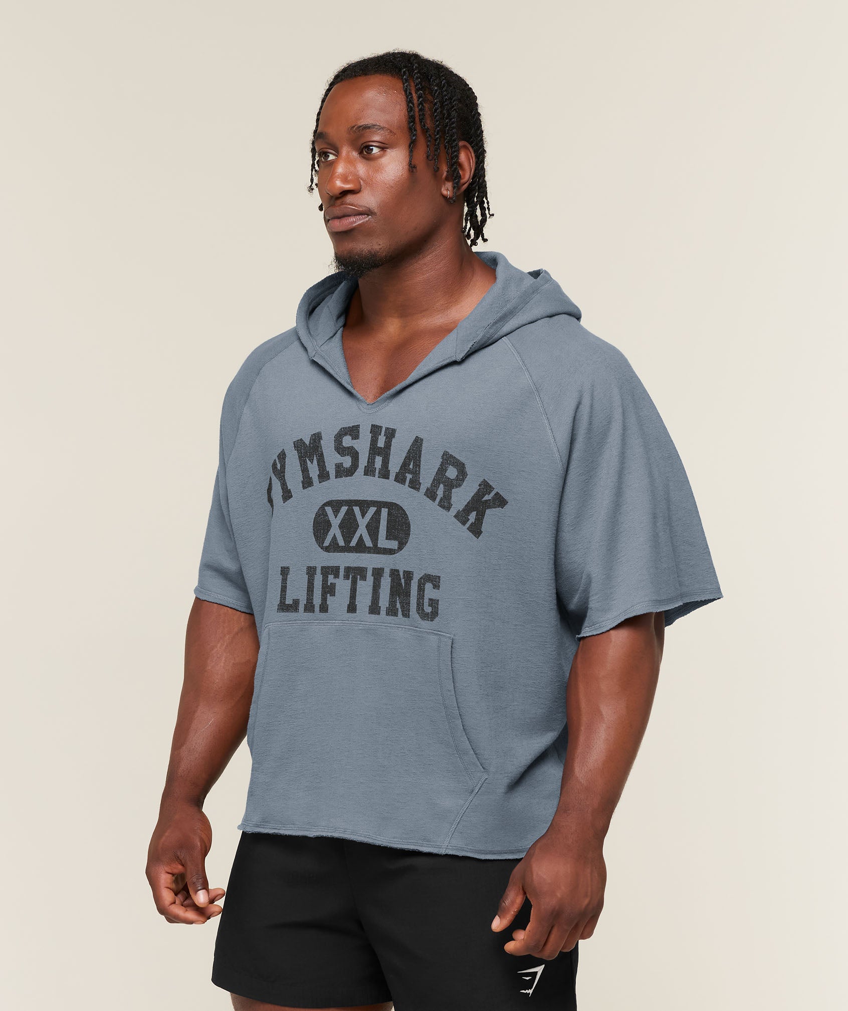 Gymshark Summer Pump Cover Short Sleeve Hoodie 'Iron Blue'