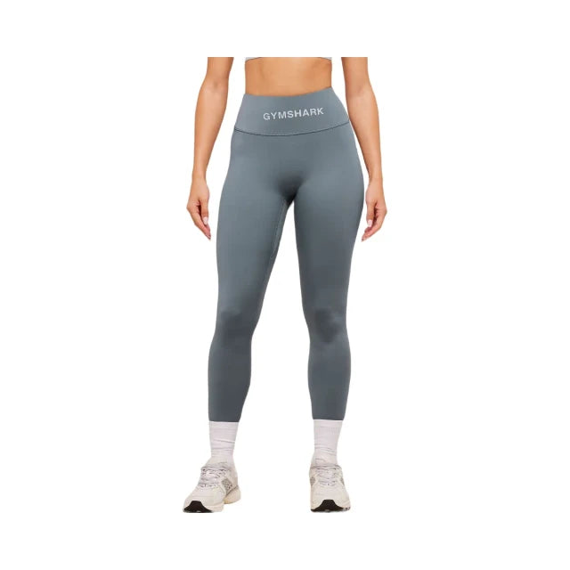 Gymshark Wordmark Waistband Leggings - Iron Blue