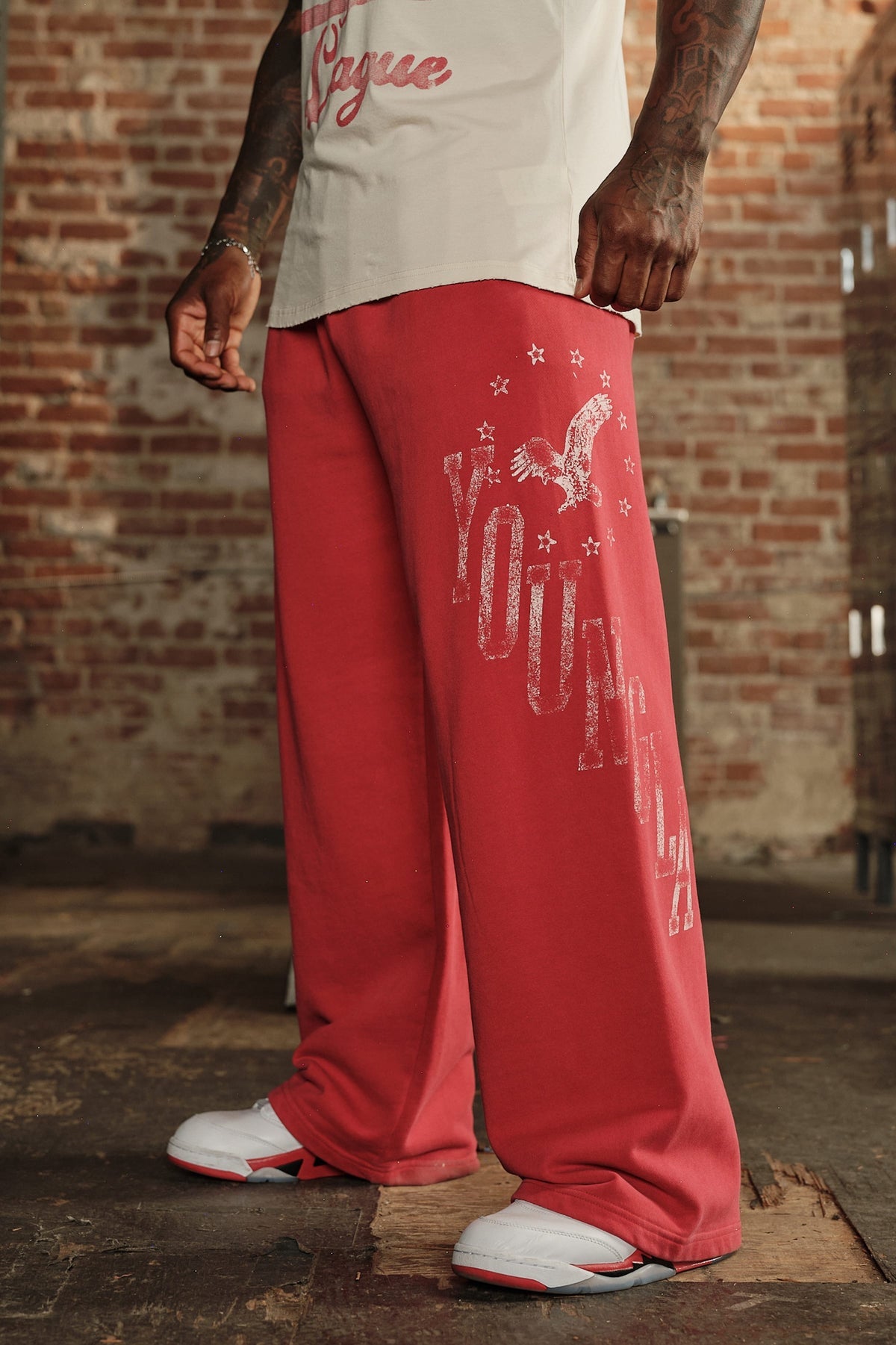 YoungLA 2175 - Golden Era Sweats 'Red Wash'