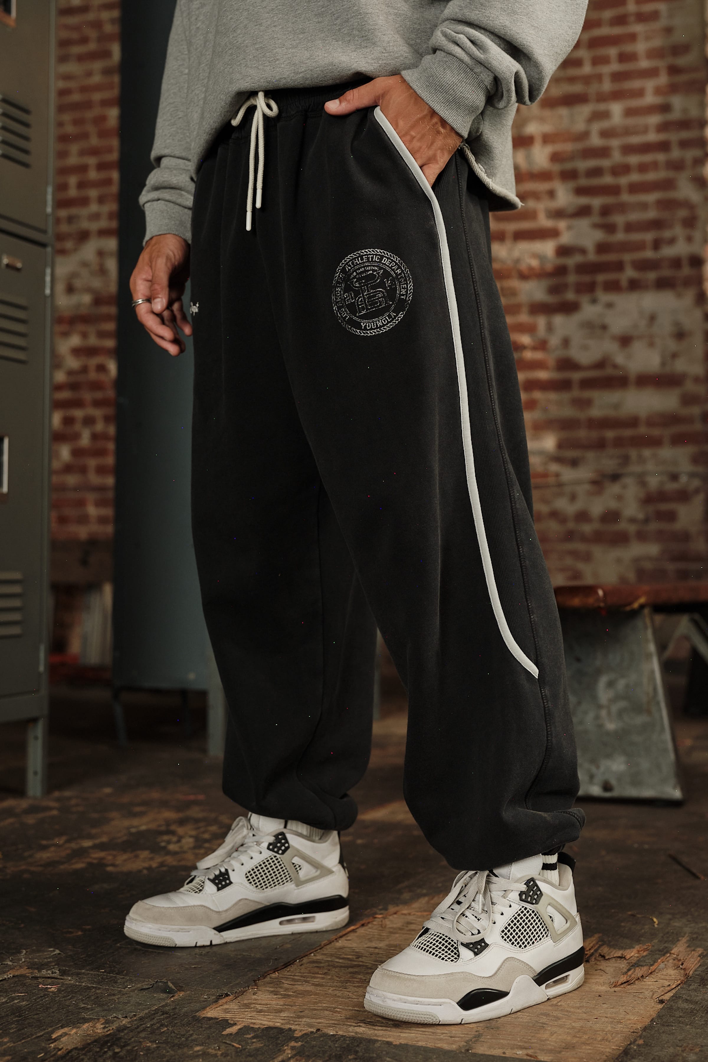 YoungLA 2176 - Golden Era Piping Joggers 'Black Wash'
