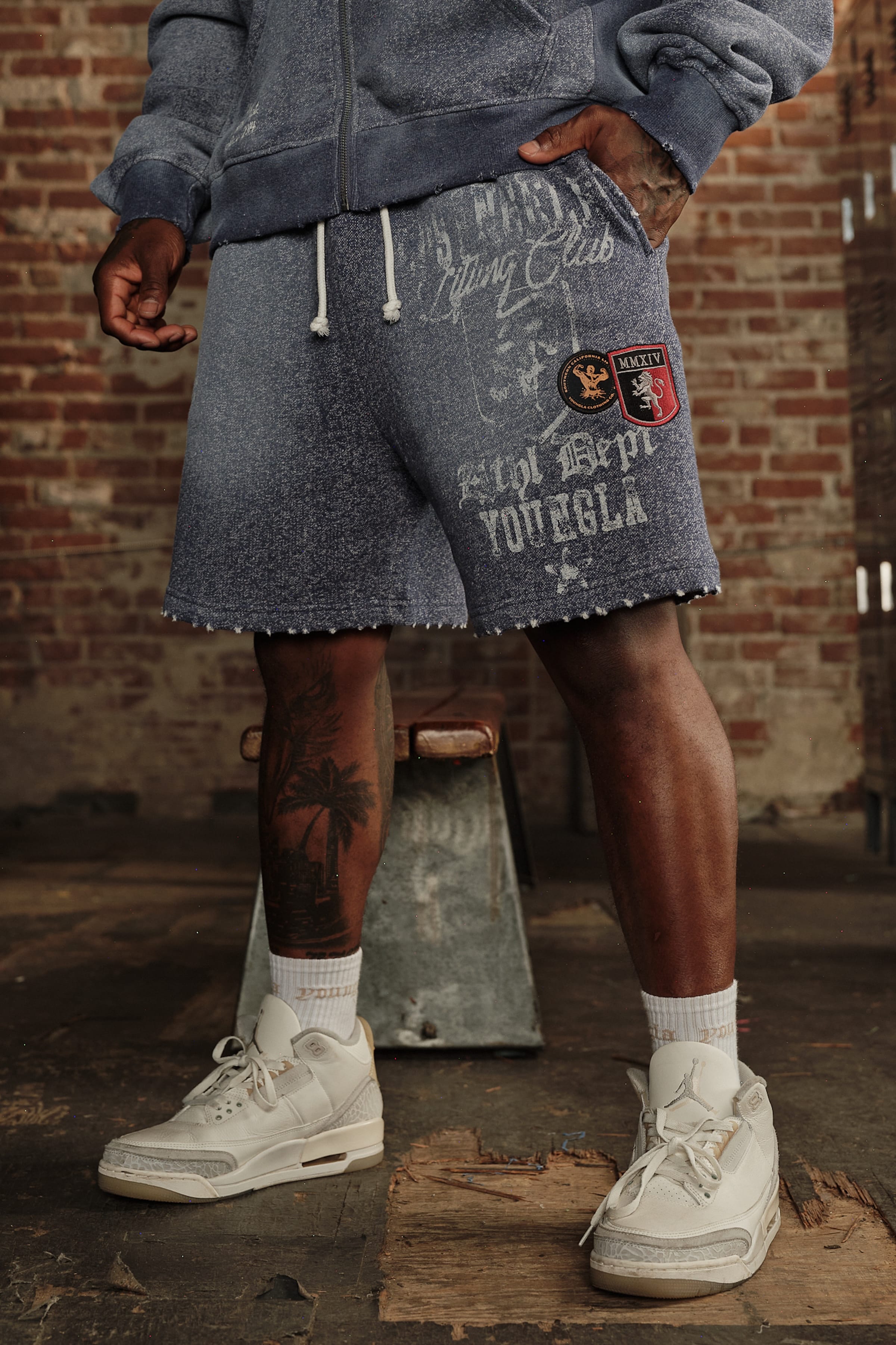 YoungLA 1065 - Golden Era Sweat Shorts 'Purple Wash'