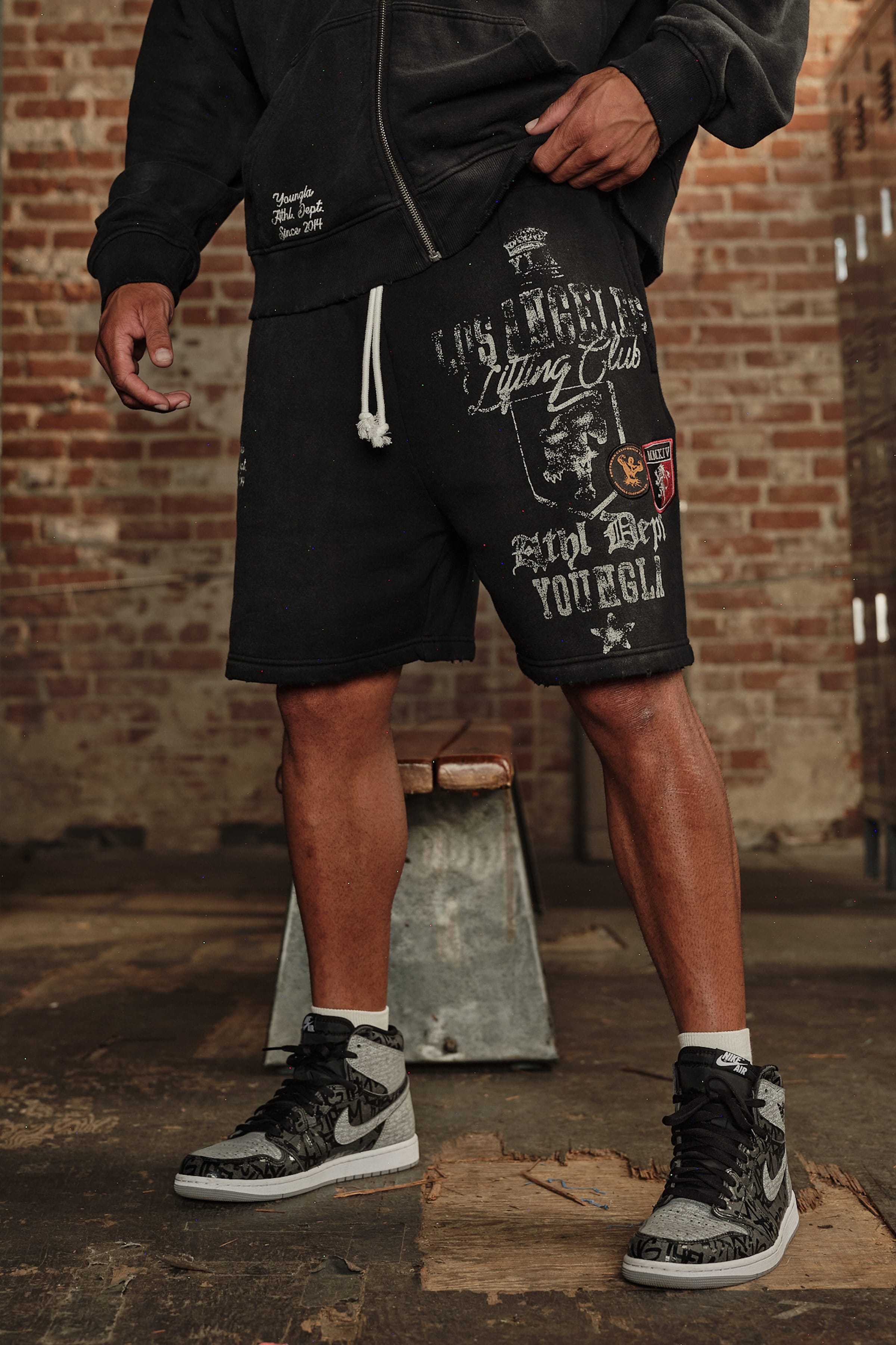 YoungLA 1065 - Golden Era Sweat Shorts 'Black Wash'