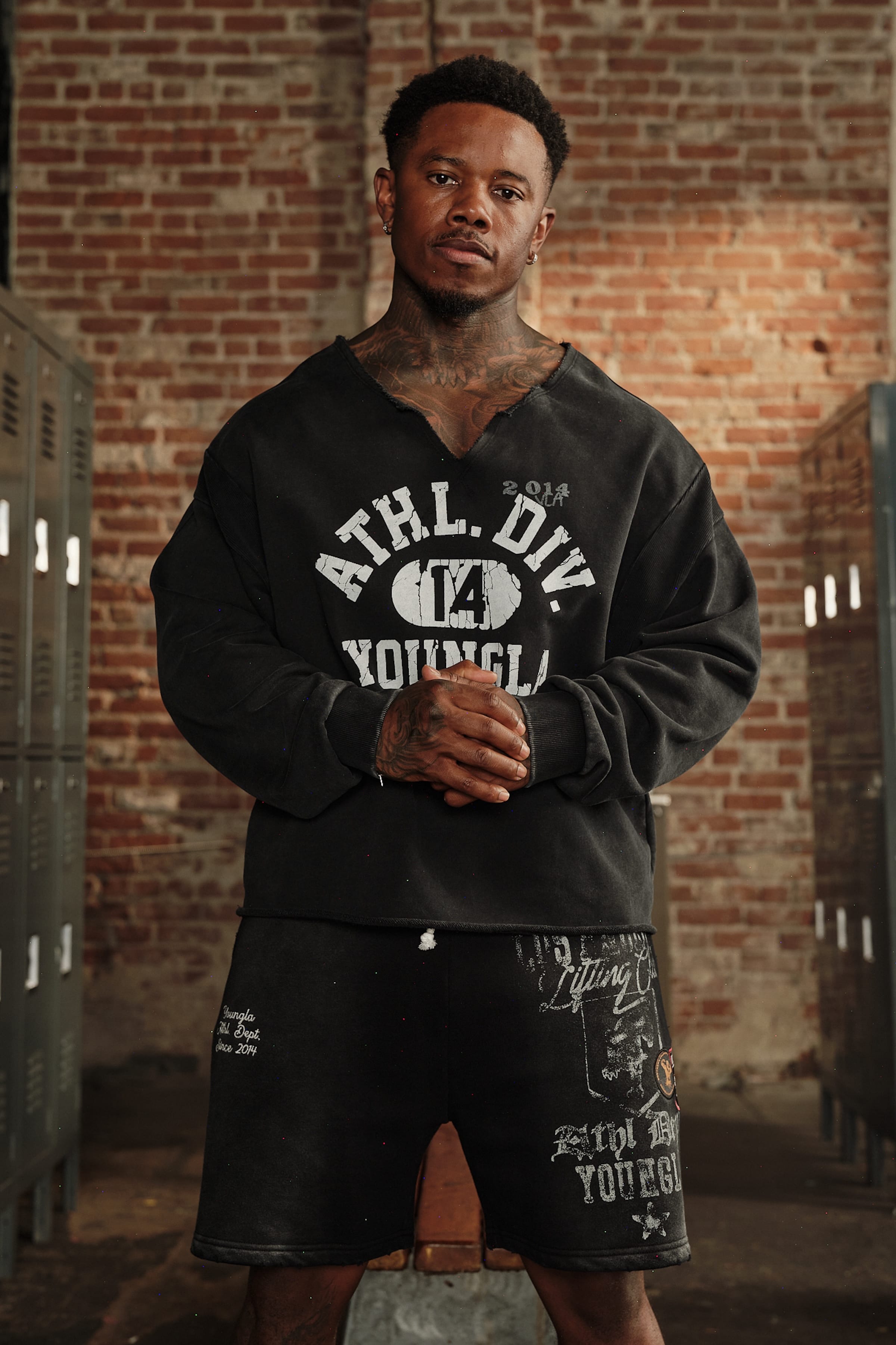 YoungLA 8098 - Golden Era Pump Cover Crewneck 'Black Wash'